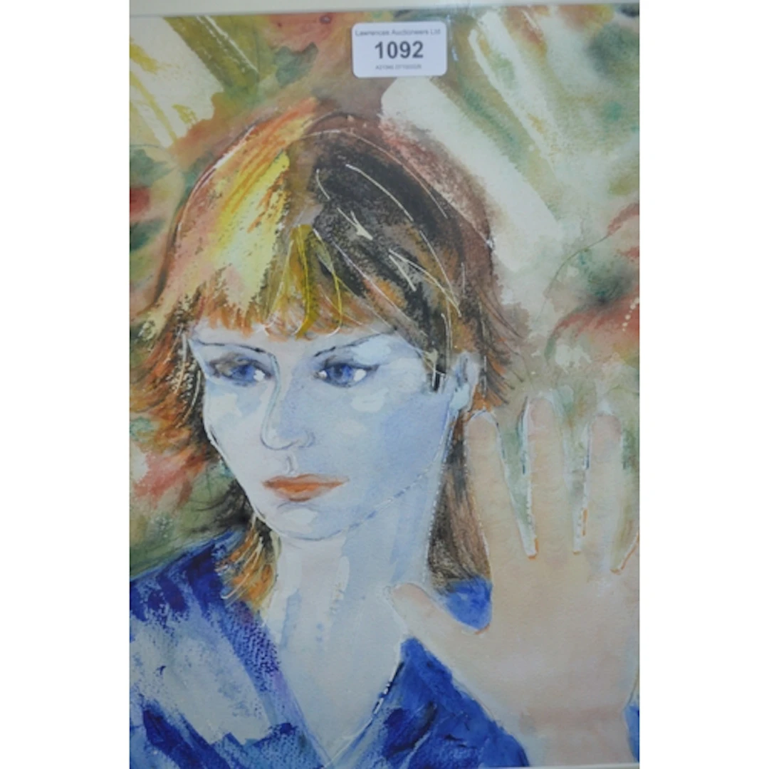 Patricia Jadresic, watercolour, portrait of a lady with rais...