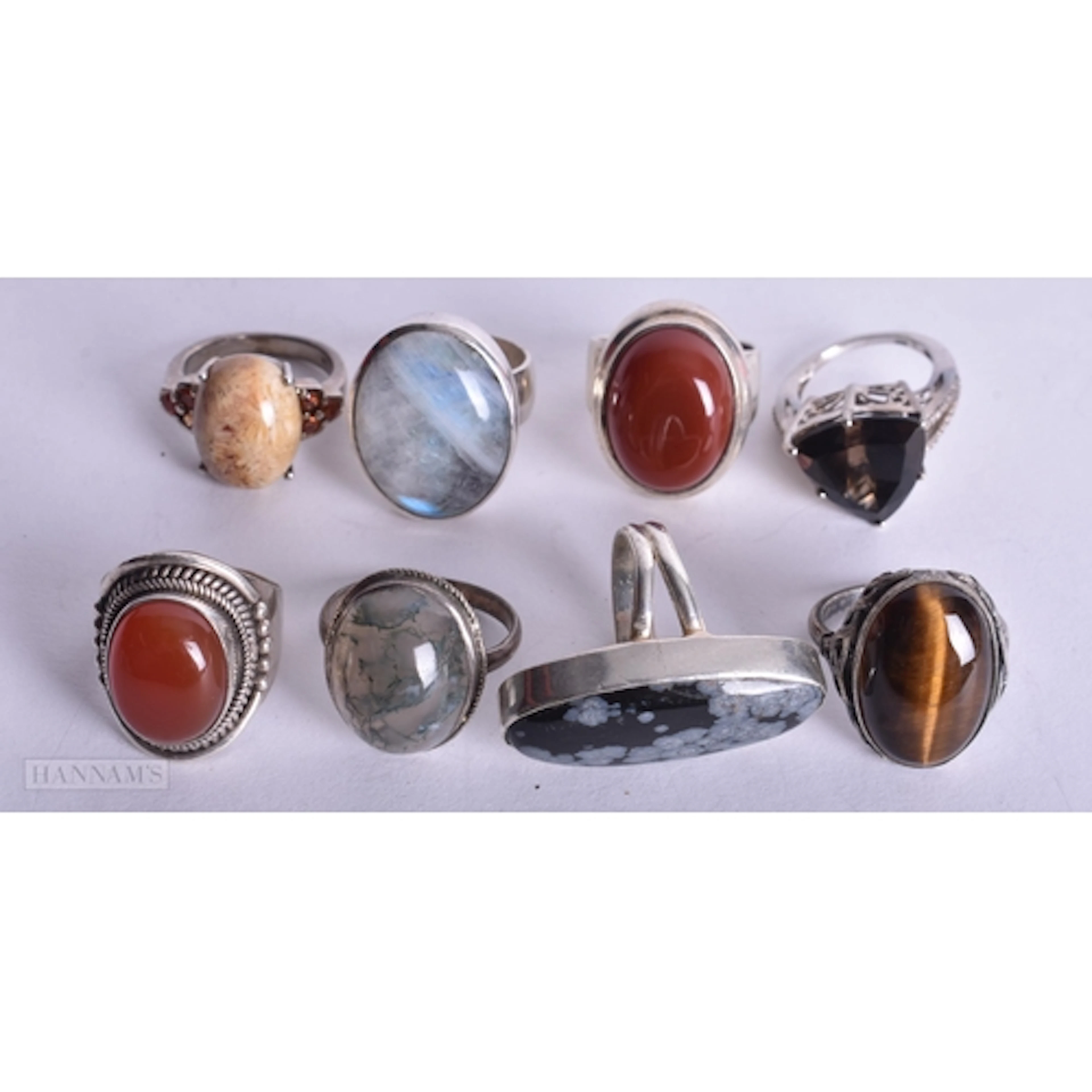Collection of Sterling Silver Gemstone Rings inc. Snowflake ...