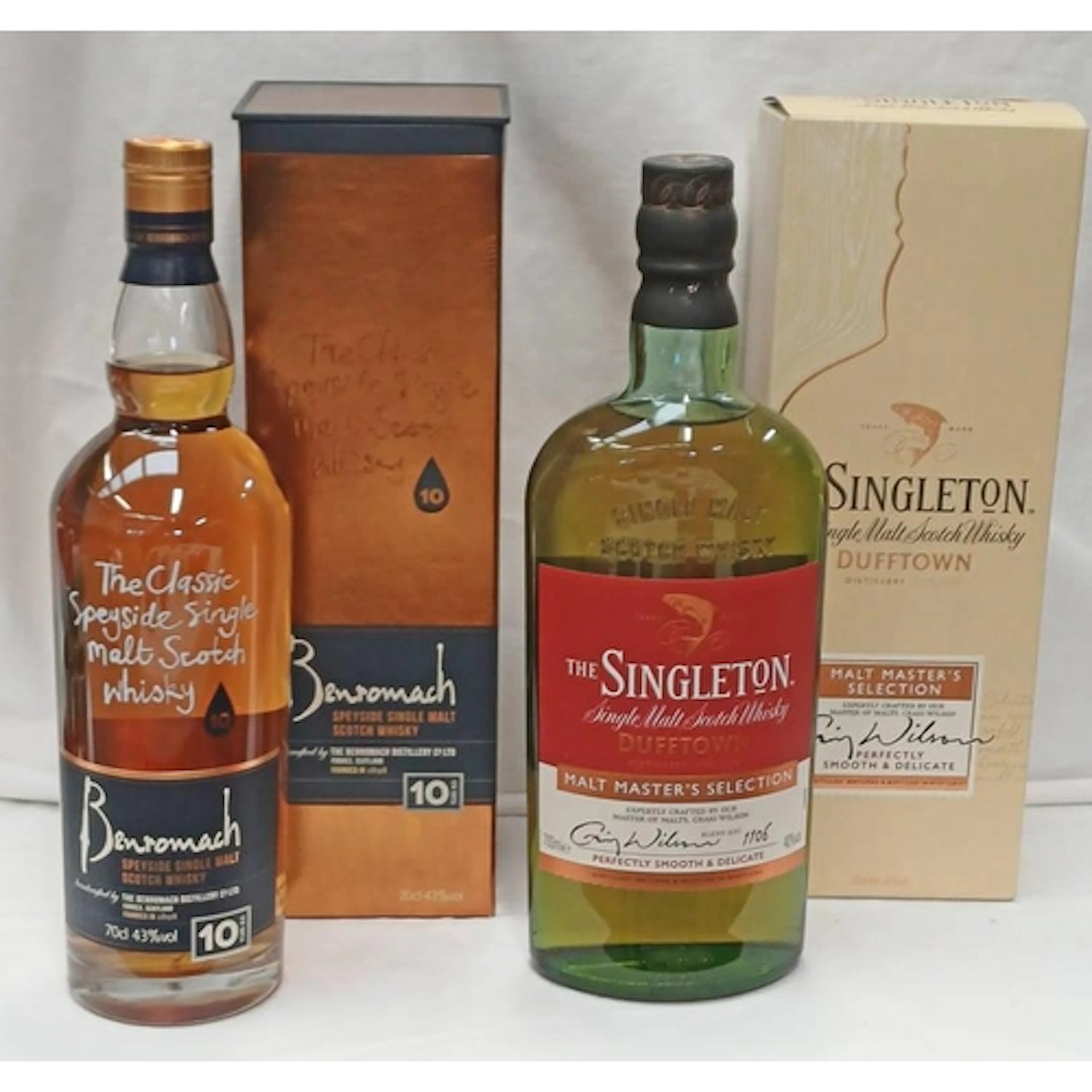 2 BOTTLES SINGLE MALT WHISKY: BENROMACH 10 YEAR OLD -70CL, 4...