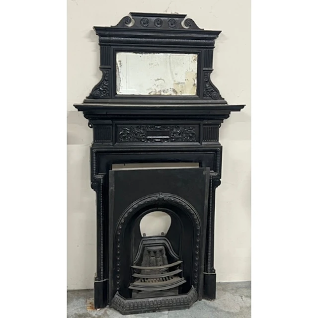 Victorian cast iron fireplace with integrated mirror (insert...