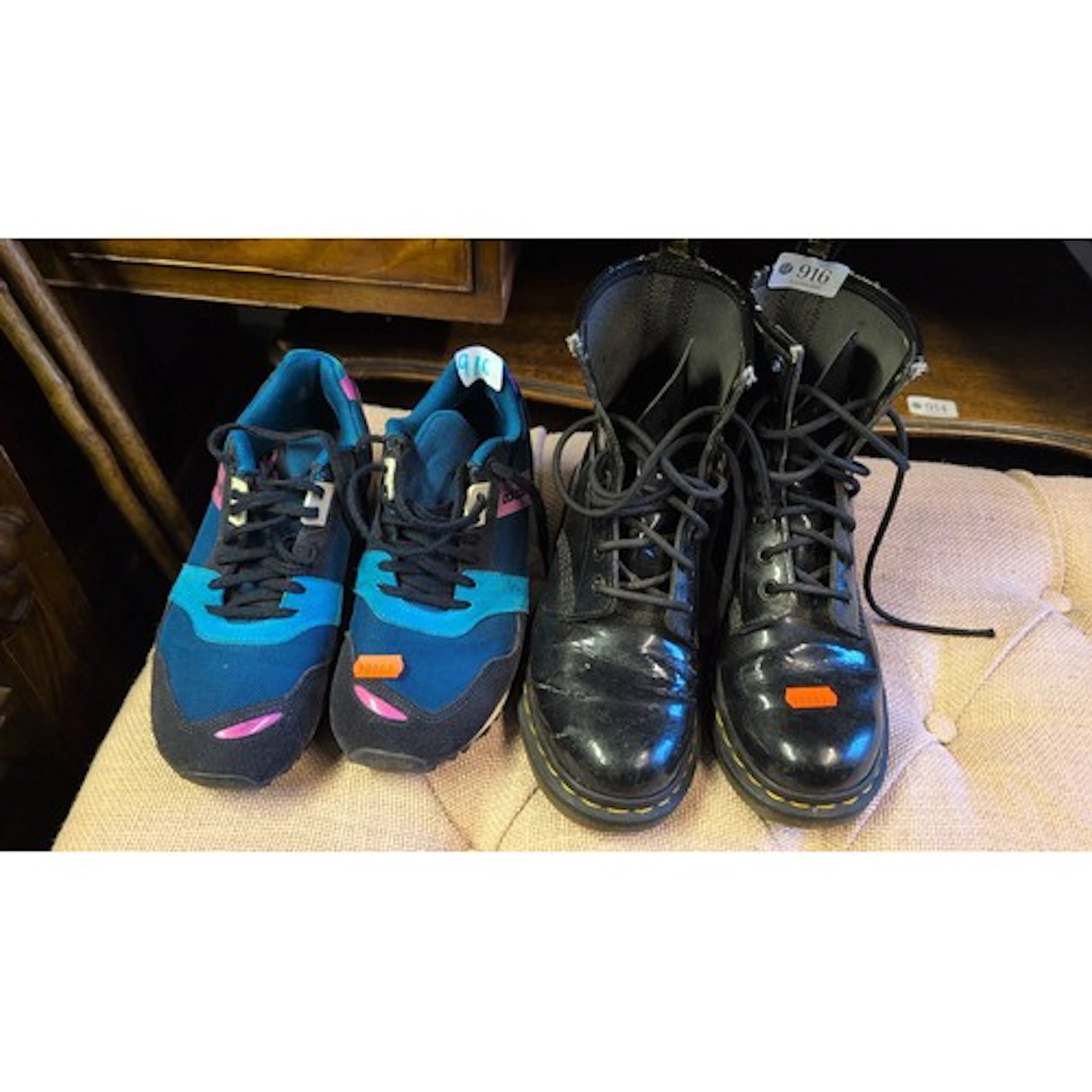 Two pairs of footwear comprising Adidas low-top trainers in ...