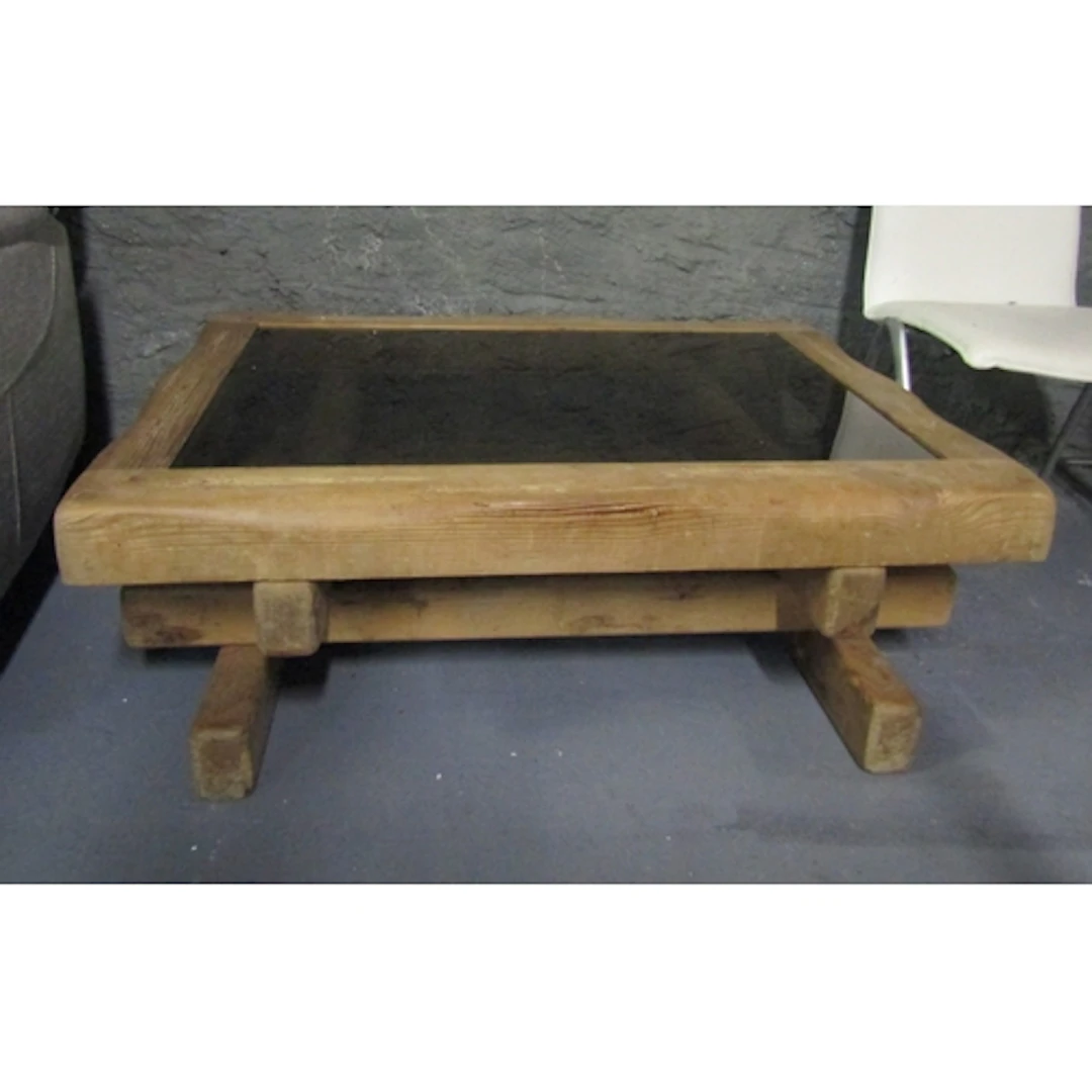 Pine Rectangular Form Plate Glass Inset Coffee Table Approxi...