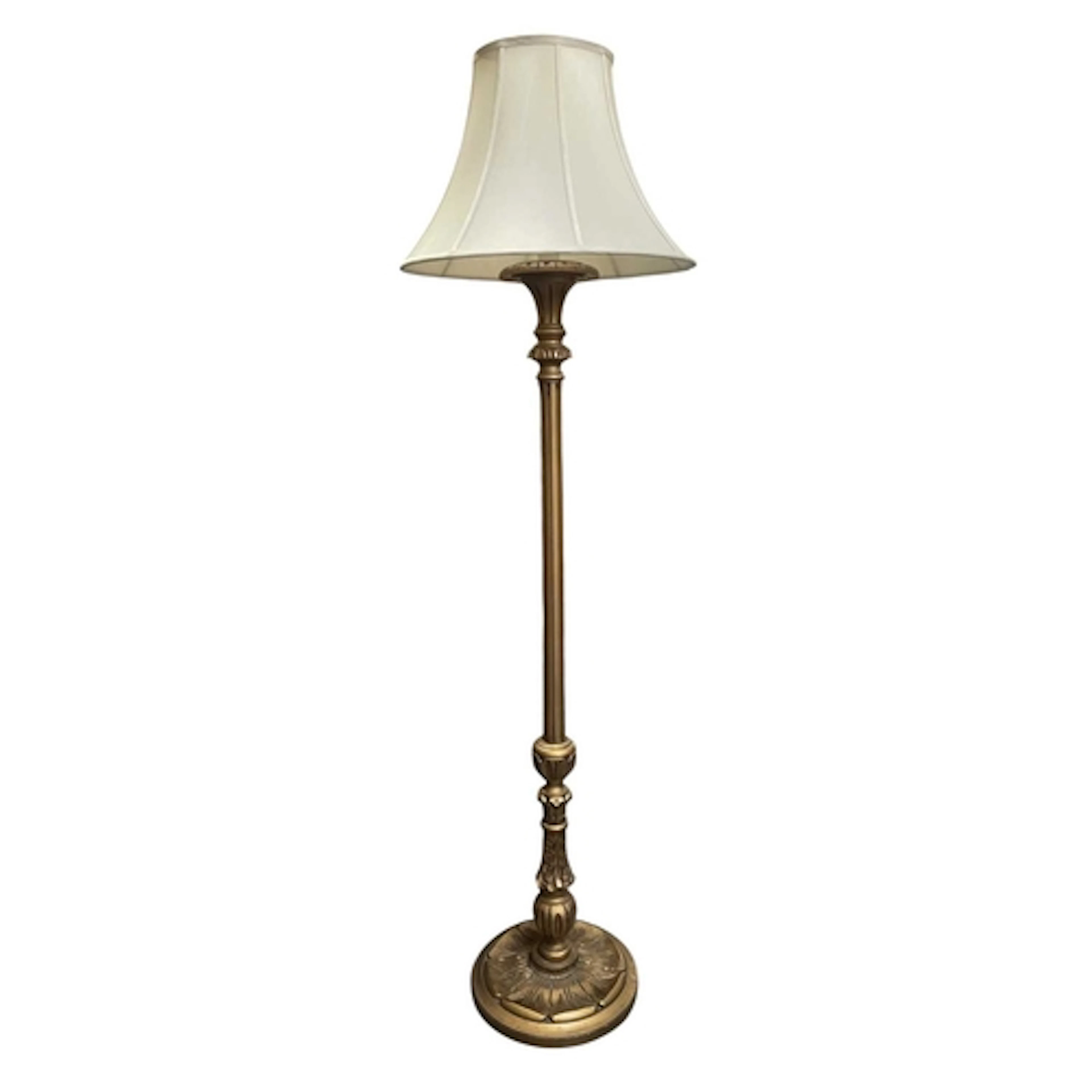 A vintage 20th century gilt wood standard lamp light. The la...