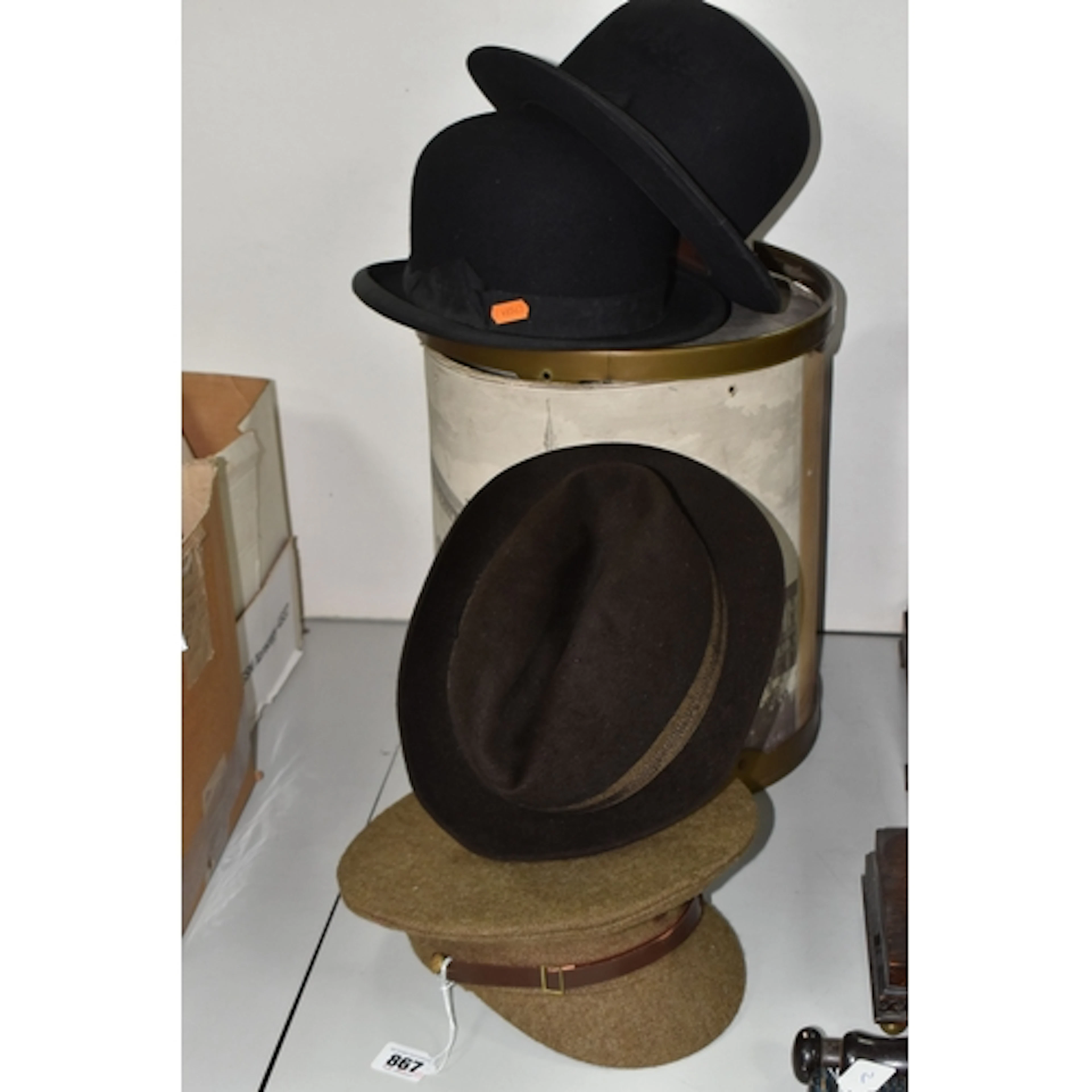 FOUR HATS to include two bowler hats to include a Lincoln Be...