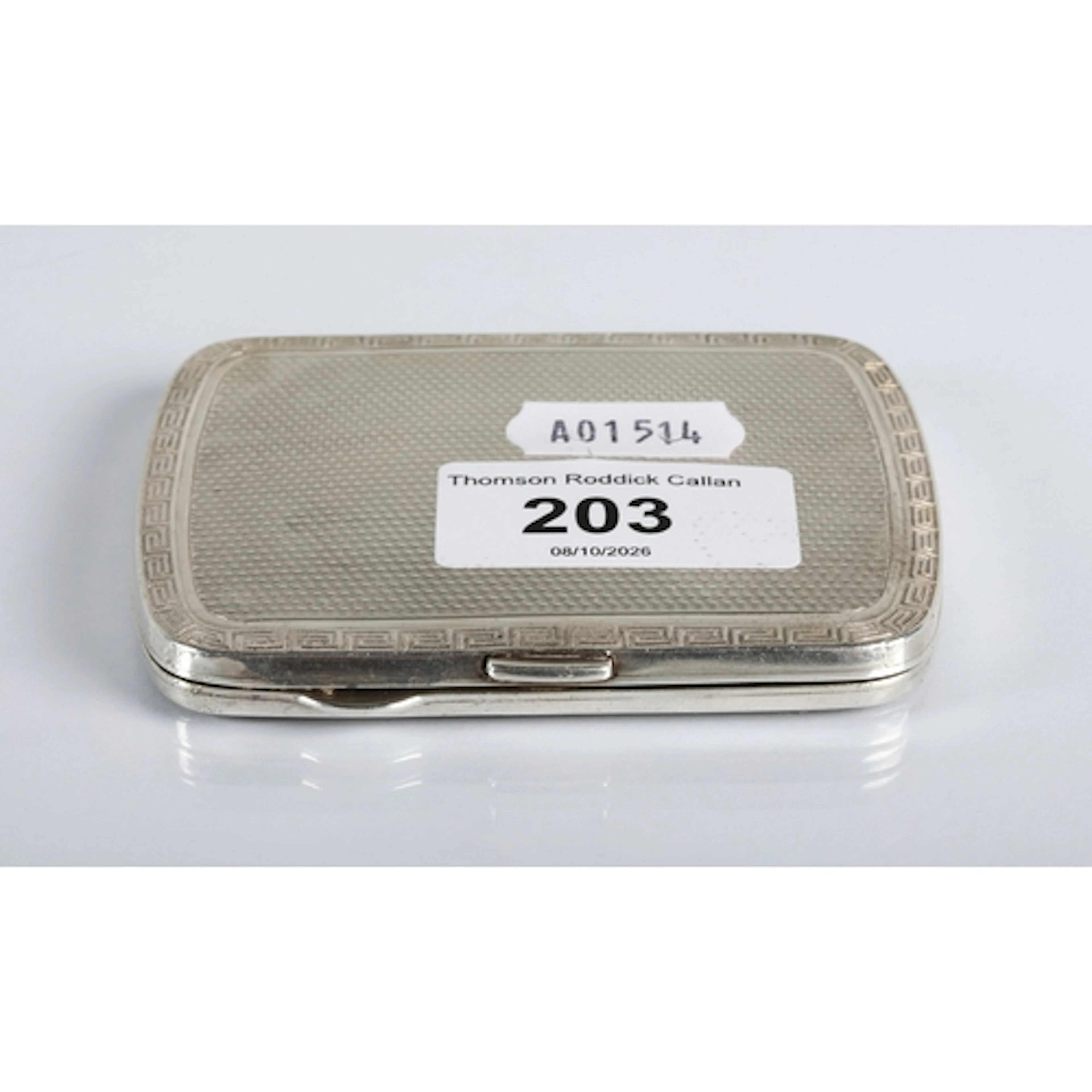 Silver Greek key patterned cigarette case, gross weight 86.4...