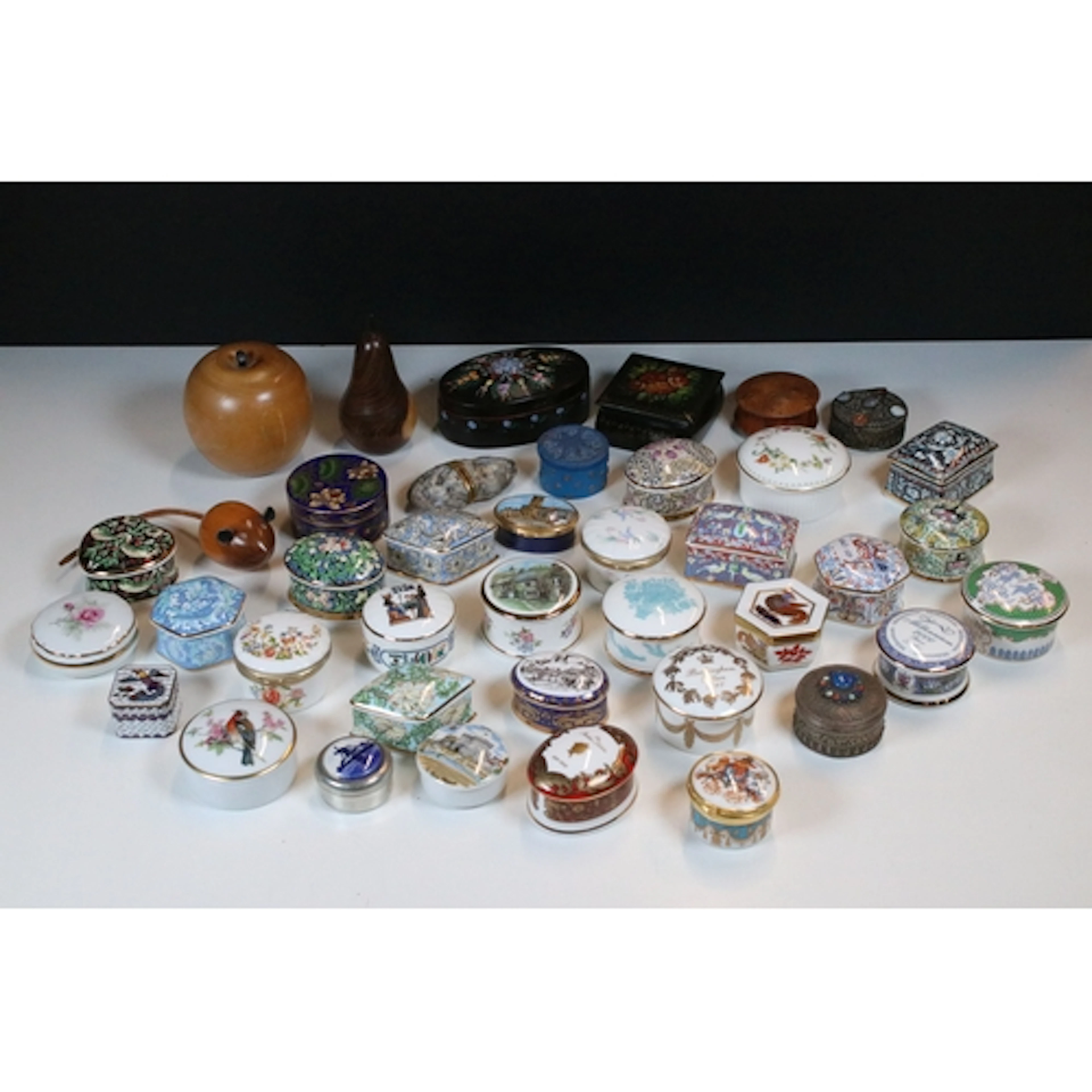 Collection of trinket boxes to include China examples featur...