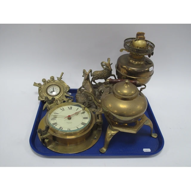 Brassware, including an early 20th-century brass duplex burn...