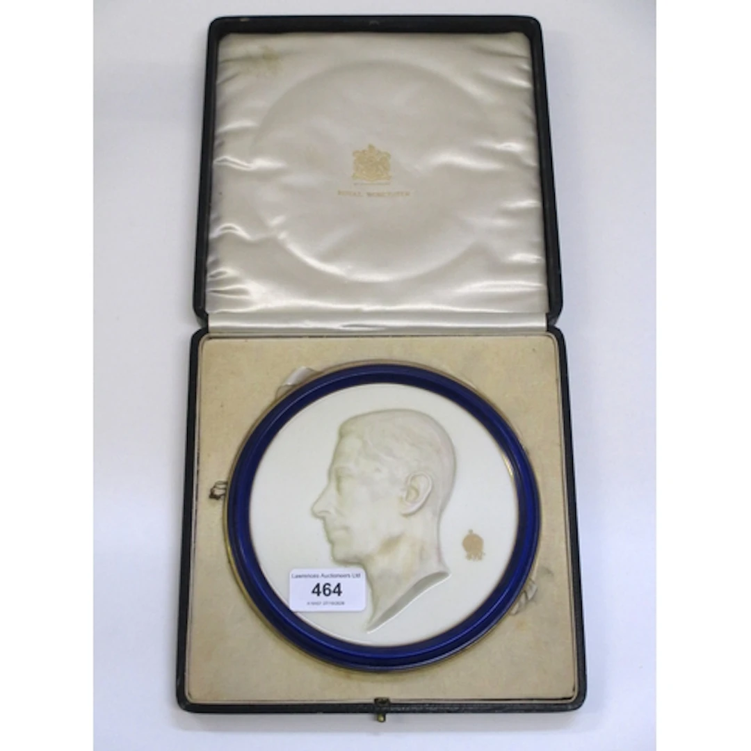 Royal Worcester circular porcelain plaque, profile portrait ...