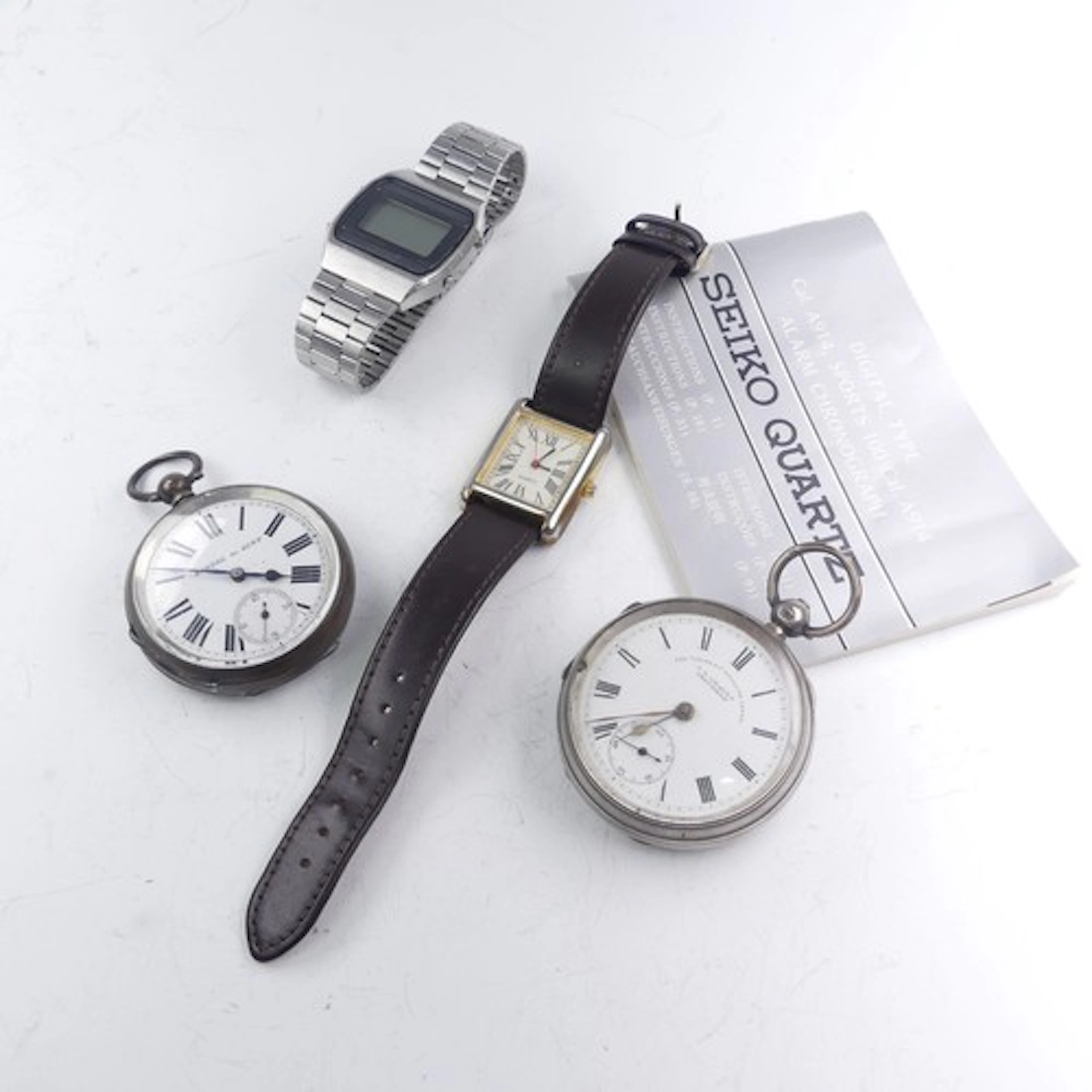 A silver open face Pocket Watch, the white enamel dial signe...
