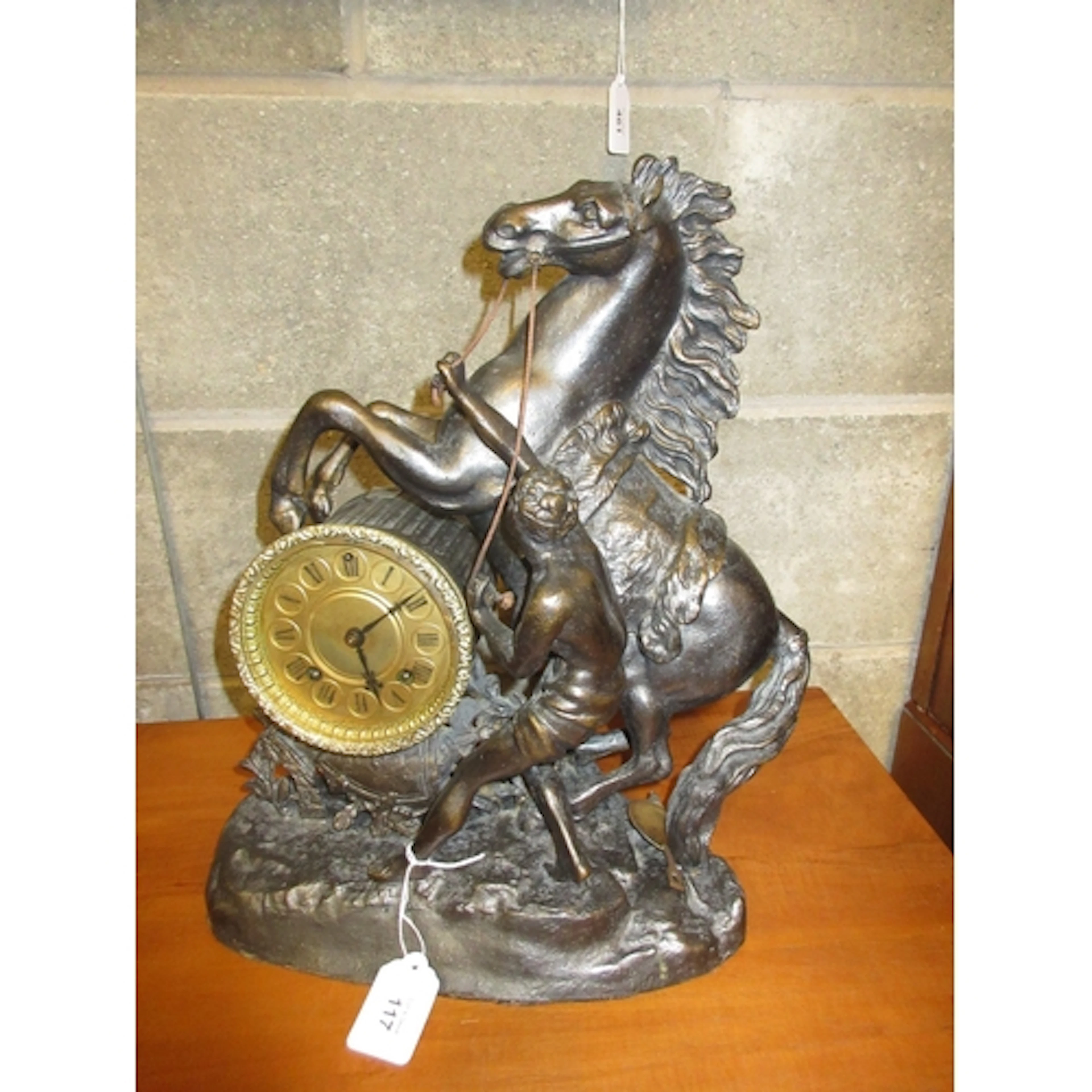 Victorian Spelter Marley Horse Mantel Clock