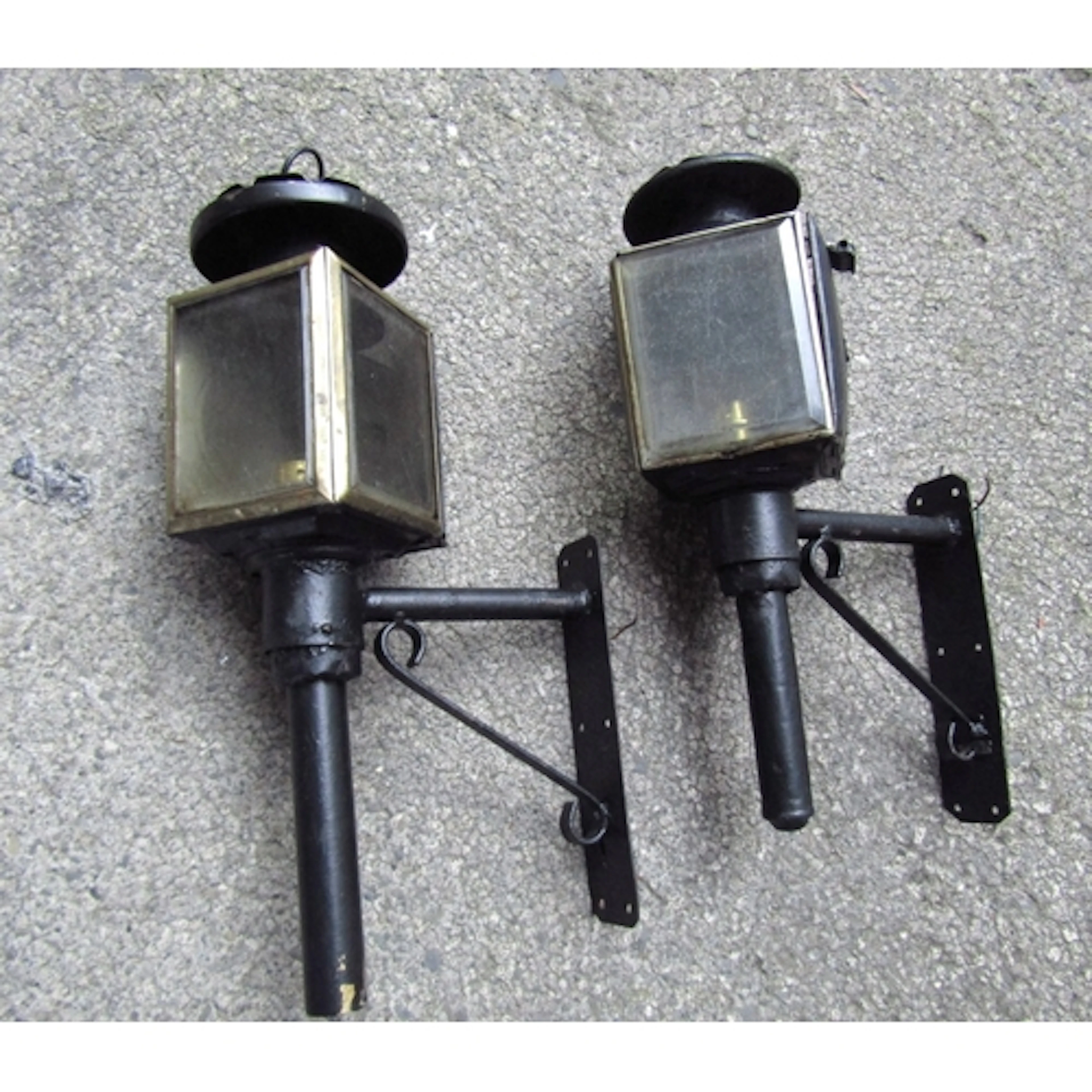 Pair of Coach Lamps Now Wall Mounted with Metal Brackets Eac...