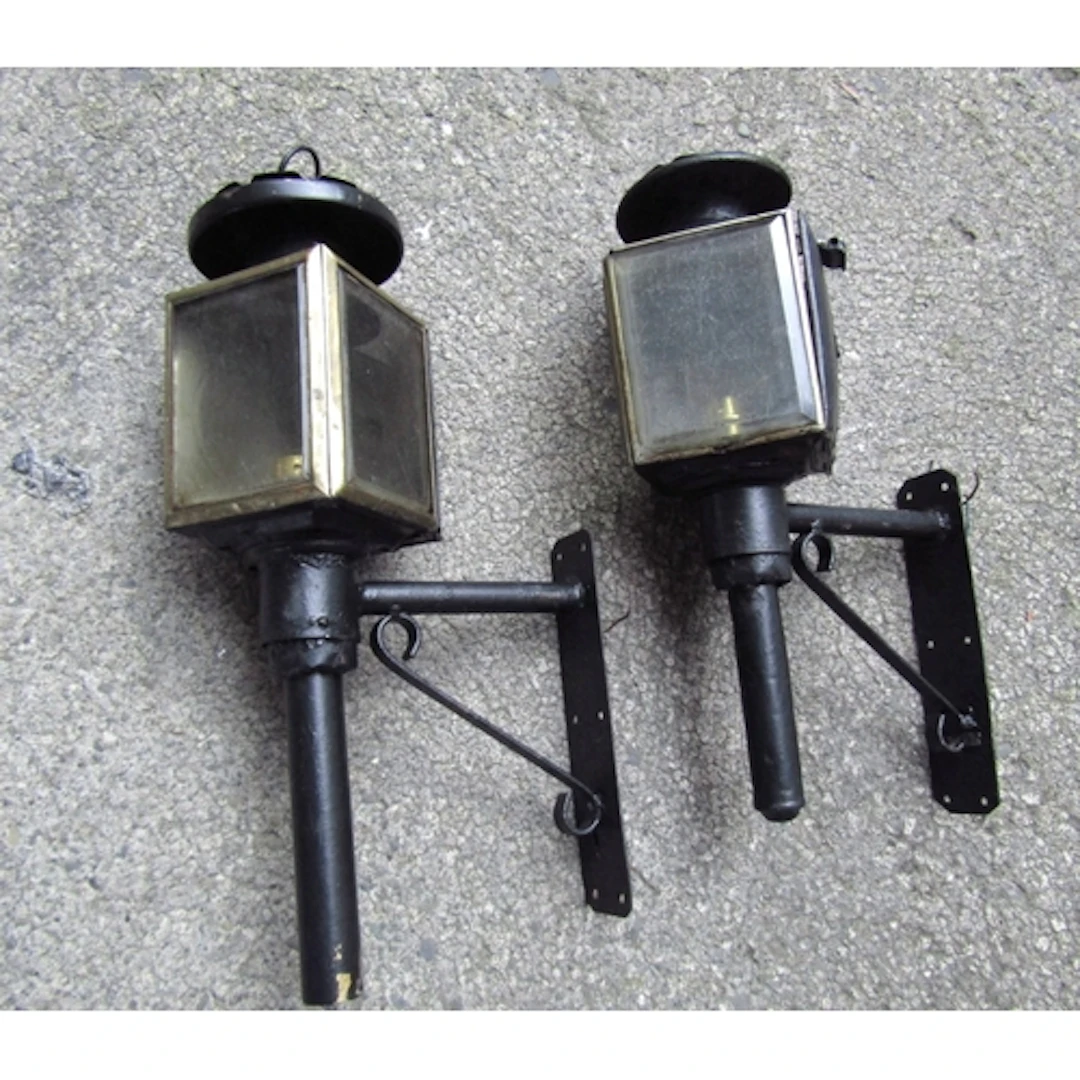 Pair of Coach Lamps Now Wall Mounted with Metal Brackets Eac...