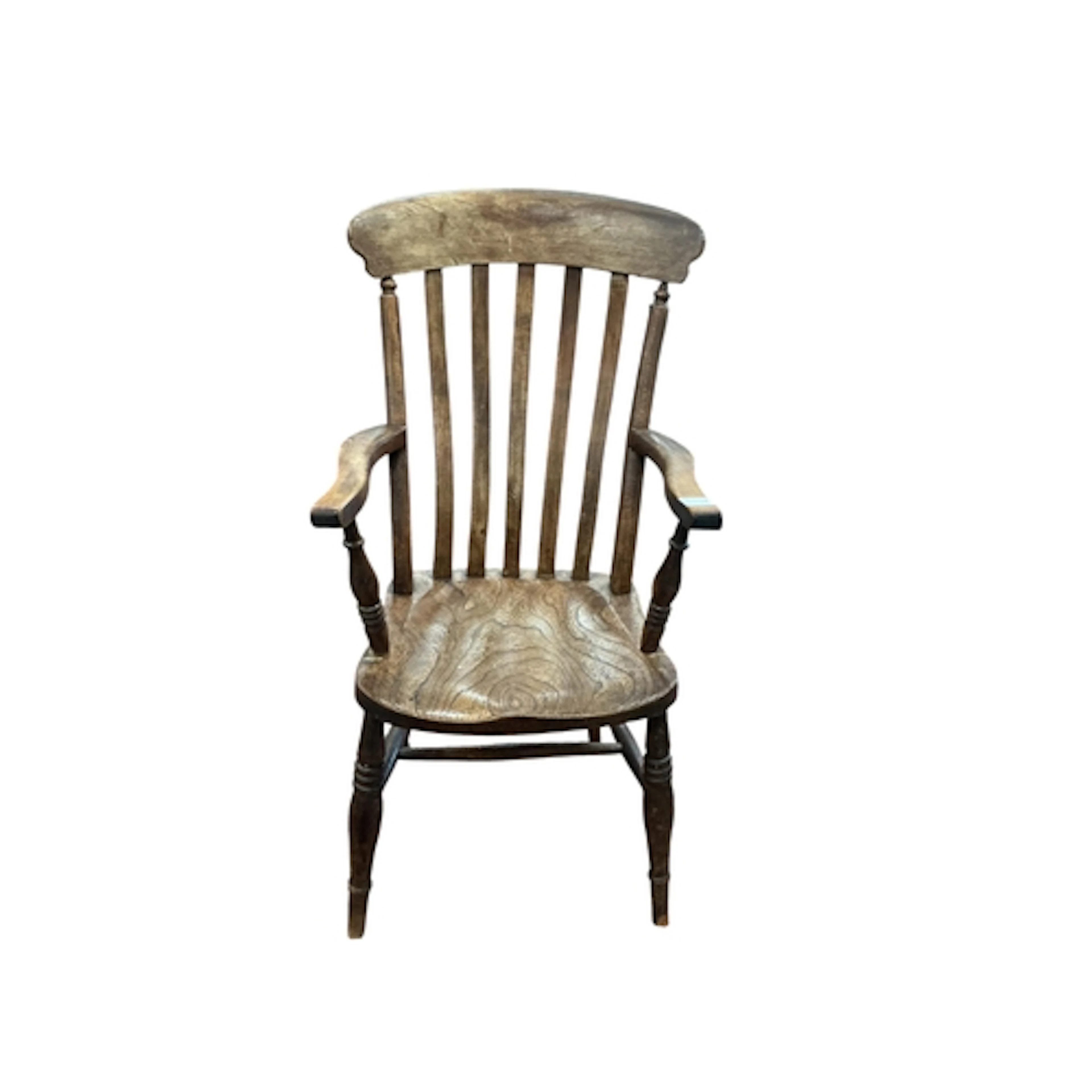 A Victorian elm and beech lathe back Windsor armchair, width...