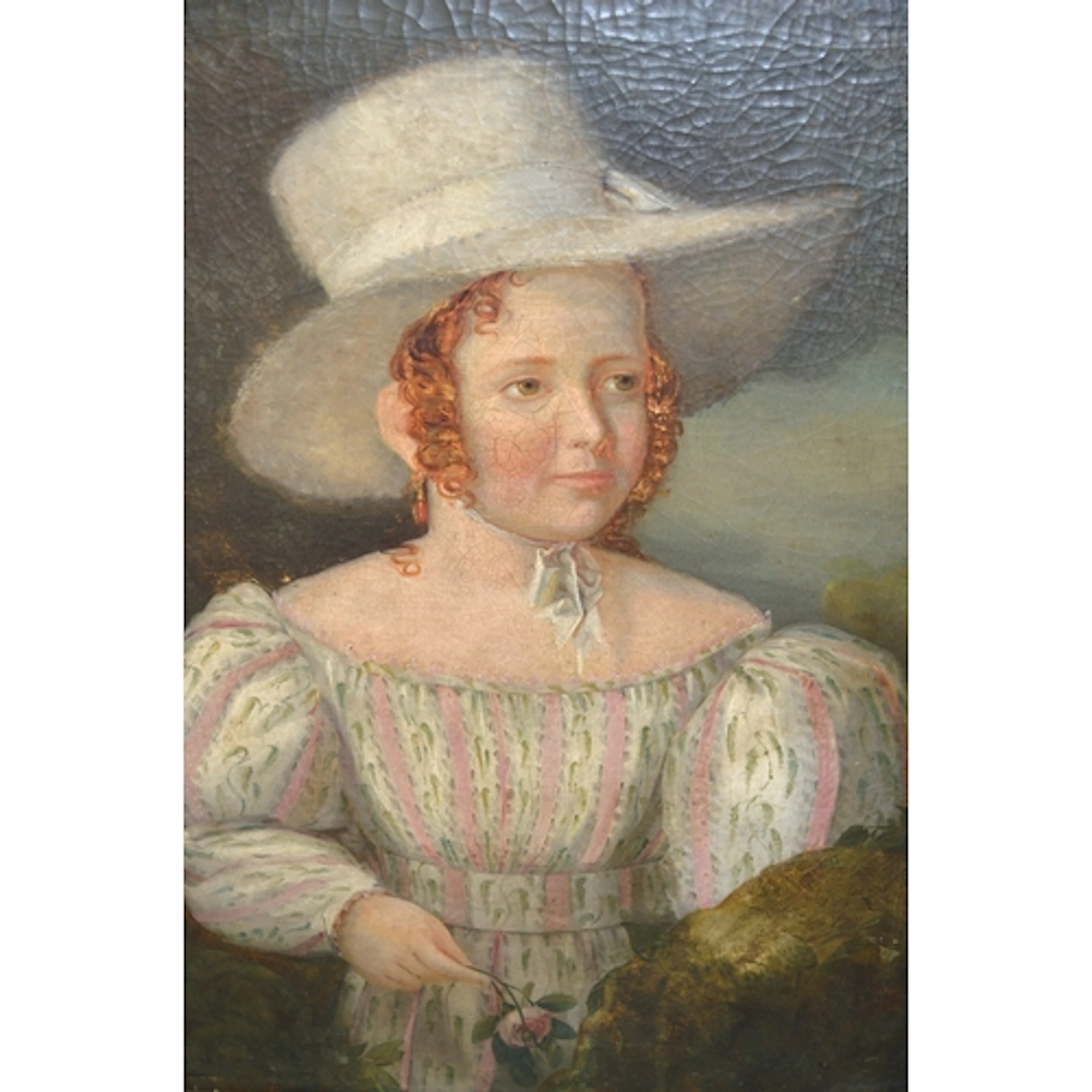 19th Century American School, oil on canvas, portrait of a c...