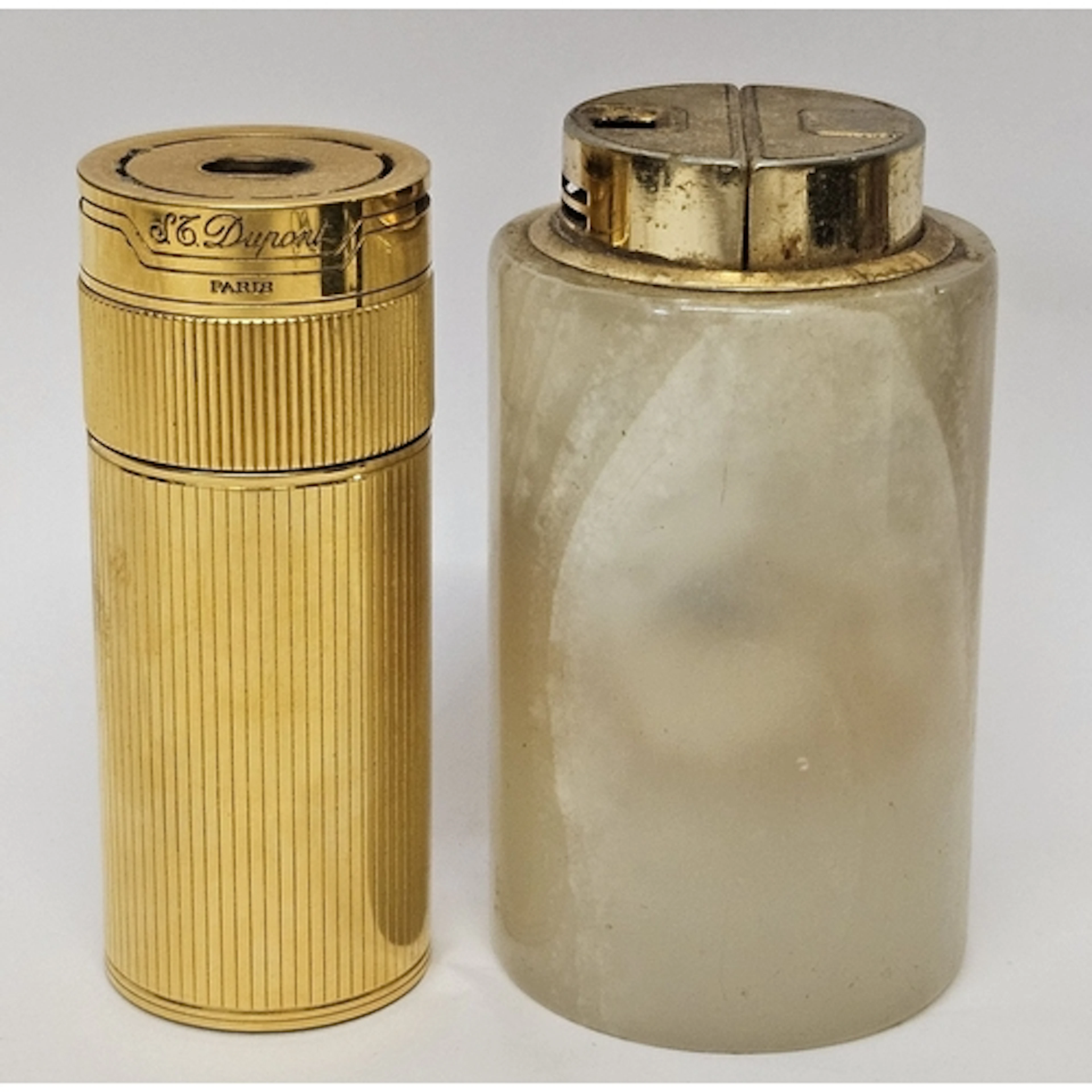 Rare Gilt Dupont French Table Lighter, cylindrical column wi...
