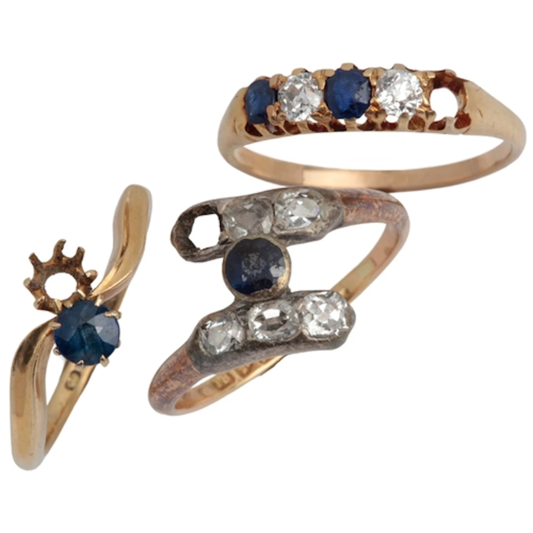 Three sapphire and diamond rings, early 20th century, compri...