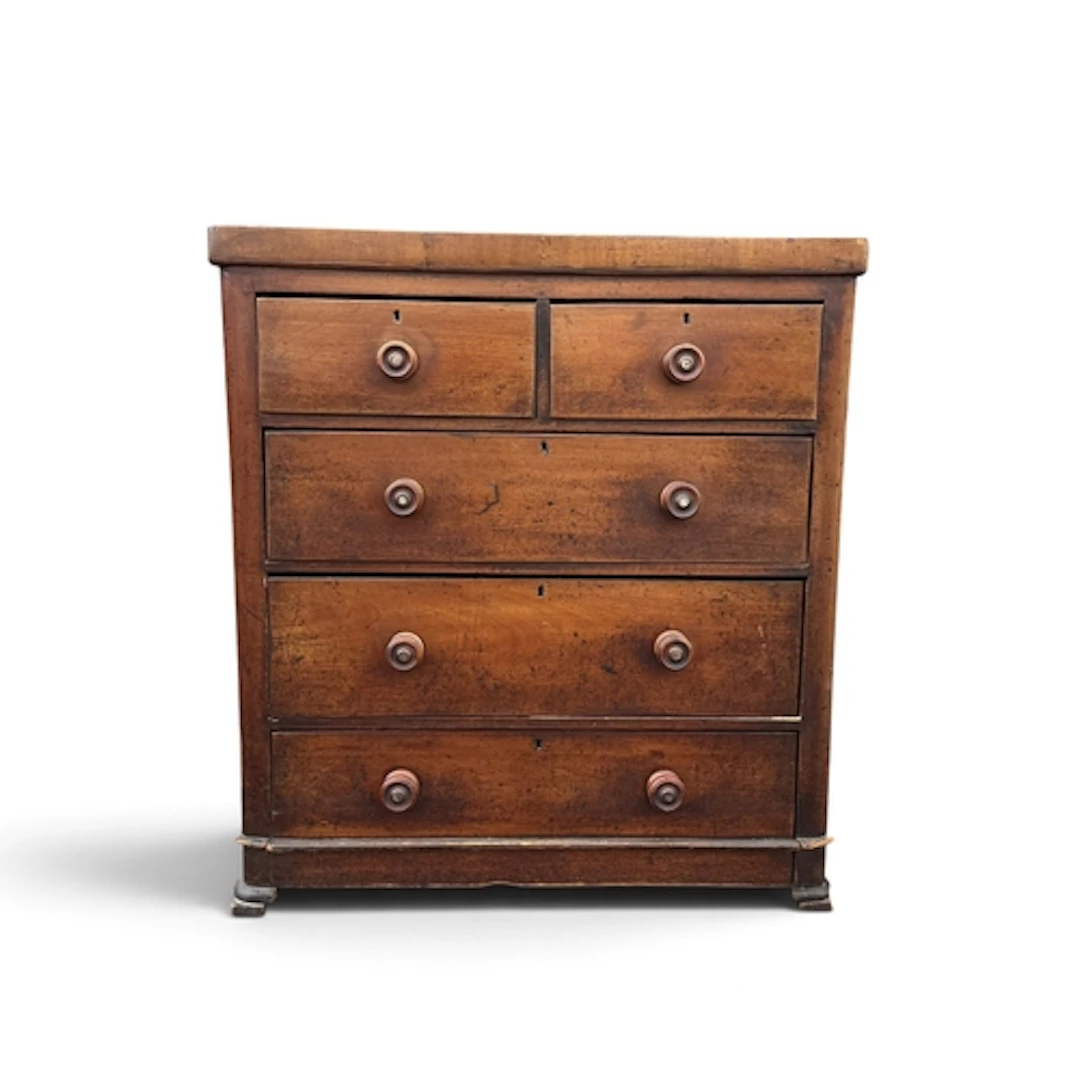 A VICTORIAN MAHOGANY CHEST OF DRAWERS Two short drawers and ...