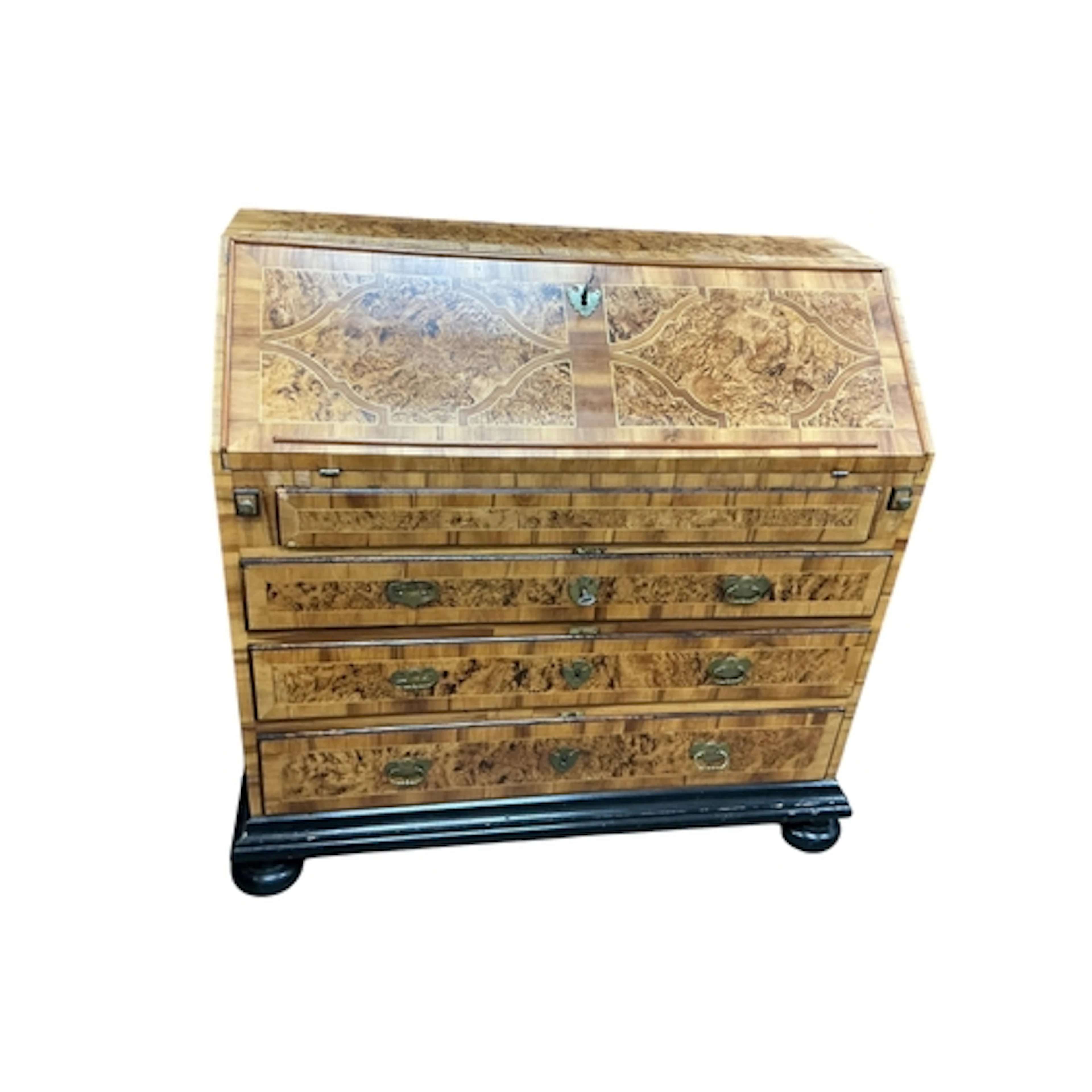 An Italian birds eye maple kingwood bureau, width 110cm, dep...