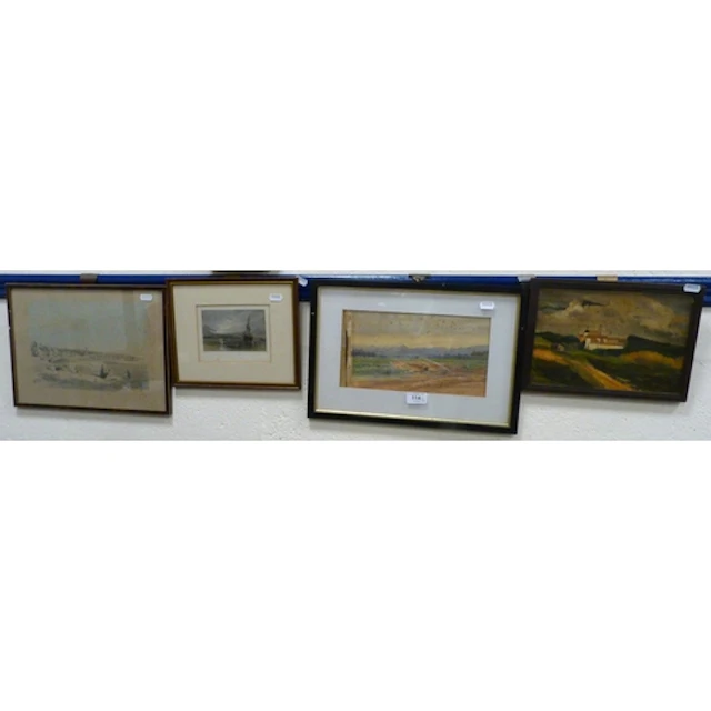 CONTINENTAL SCHOOL, oil on board and watercolour, and two Vi...