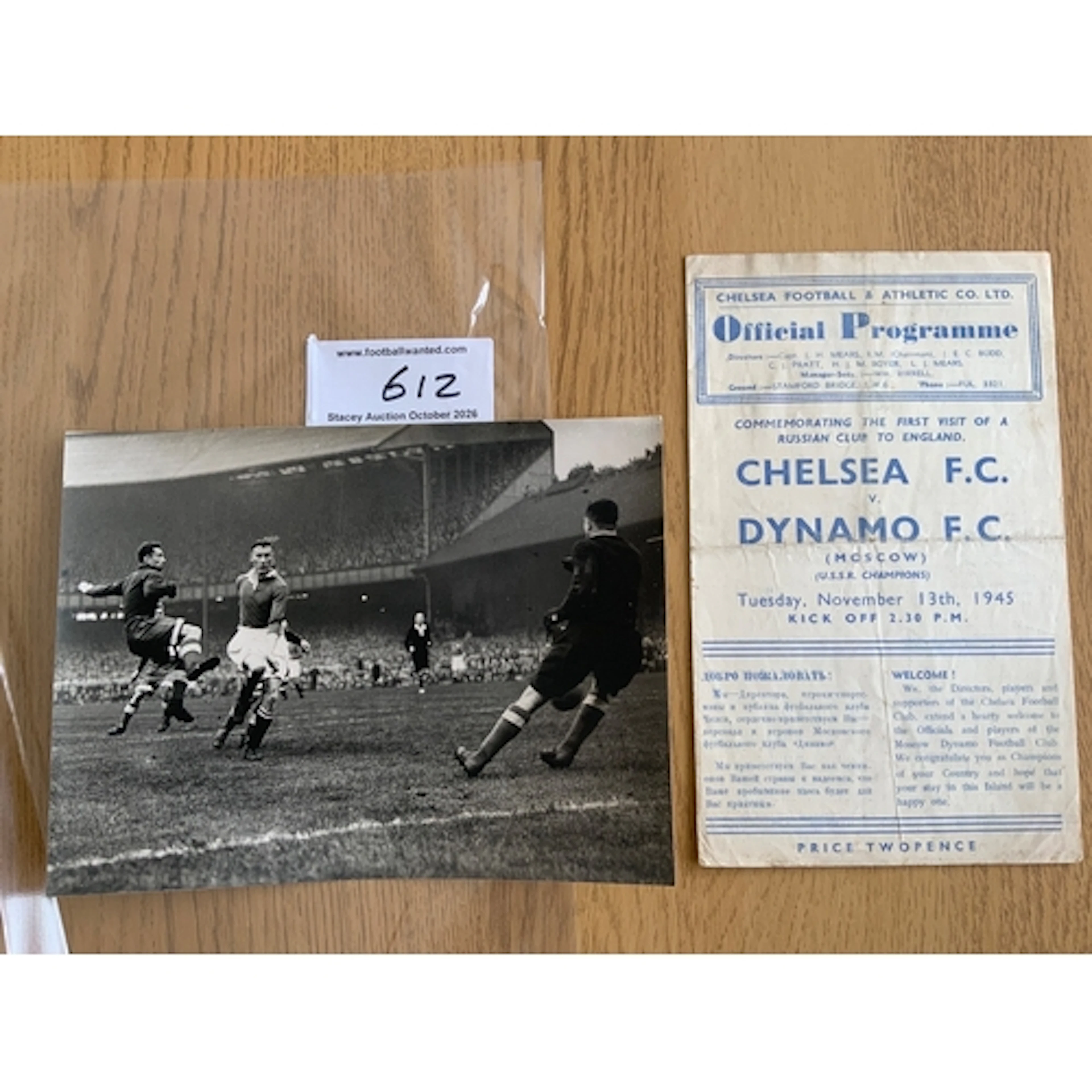 1945 Chelsea v Dynamo Moscow Football Memorabilia: Programme...