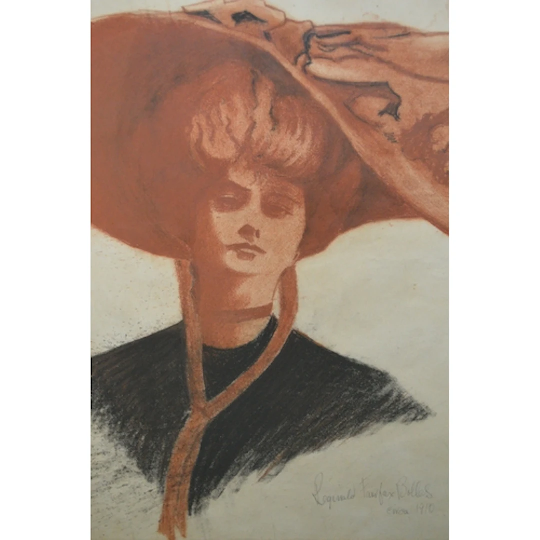 Reginald Fairfax Bolles, red and black chalk drawing , portr...
