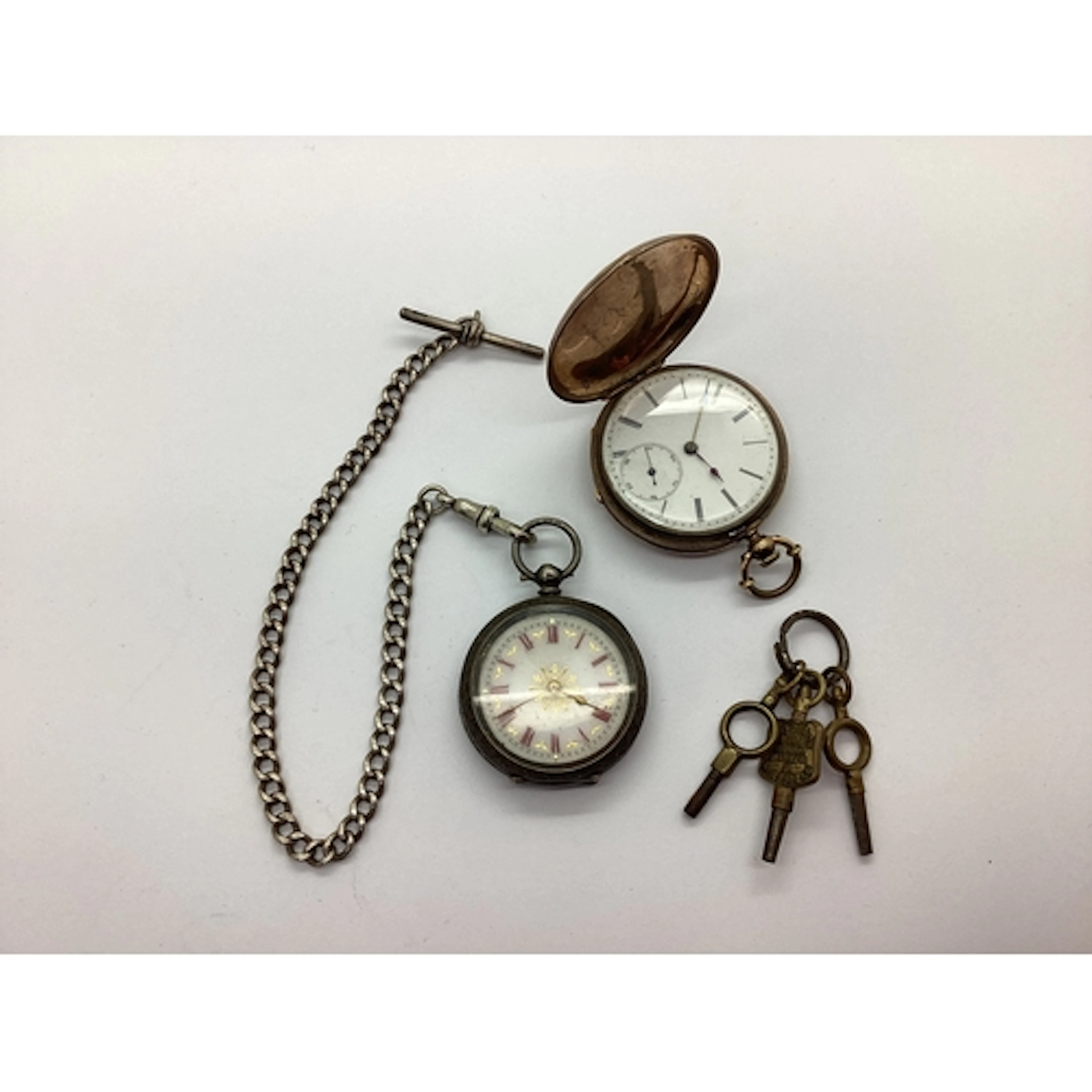 An Antique Ladies Fob Watch, the unsigned white dial with Ro...