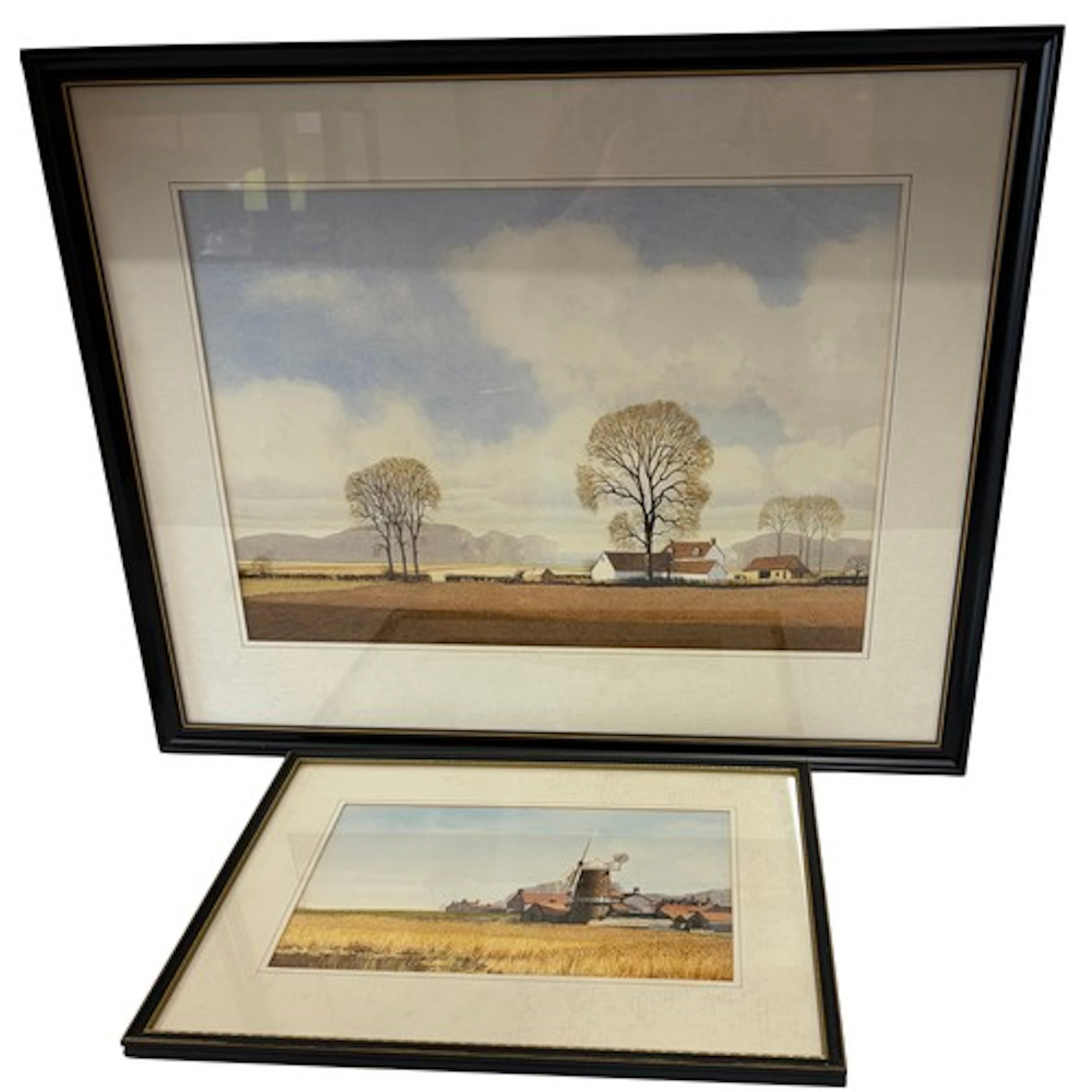 Two watercolours by Eric Jones c 1970s, 'Cley Mill, Norfolk,...