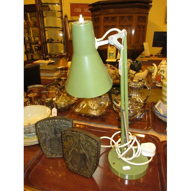 Pair of Bookends and a Desk Lamp