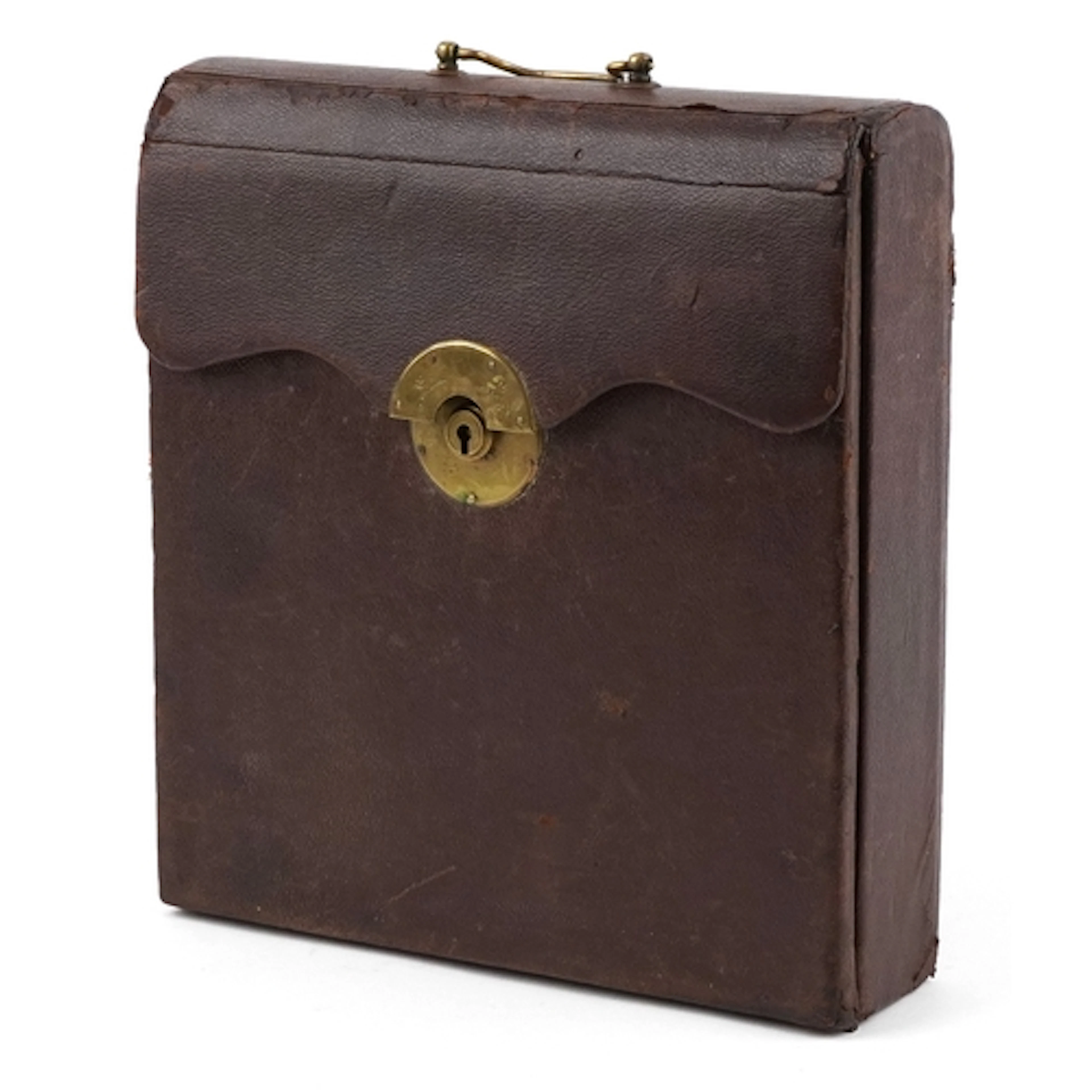 Victorian brown leather travelling writing slope with fitted...