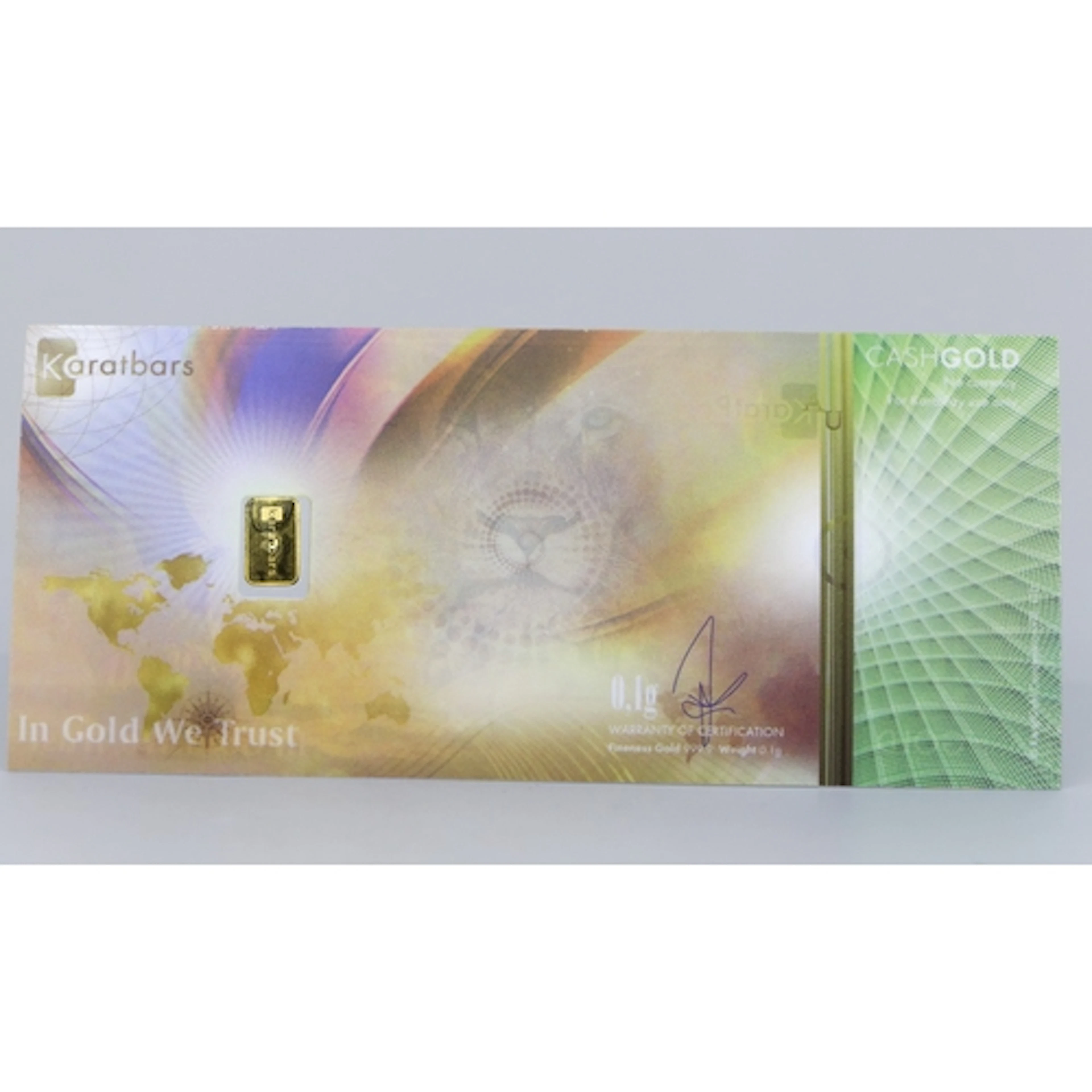 0.1g Fine 999,9 Gold Bar Laminated CashGold Note