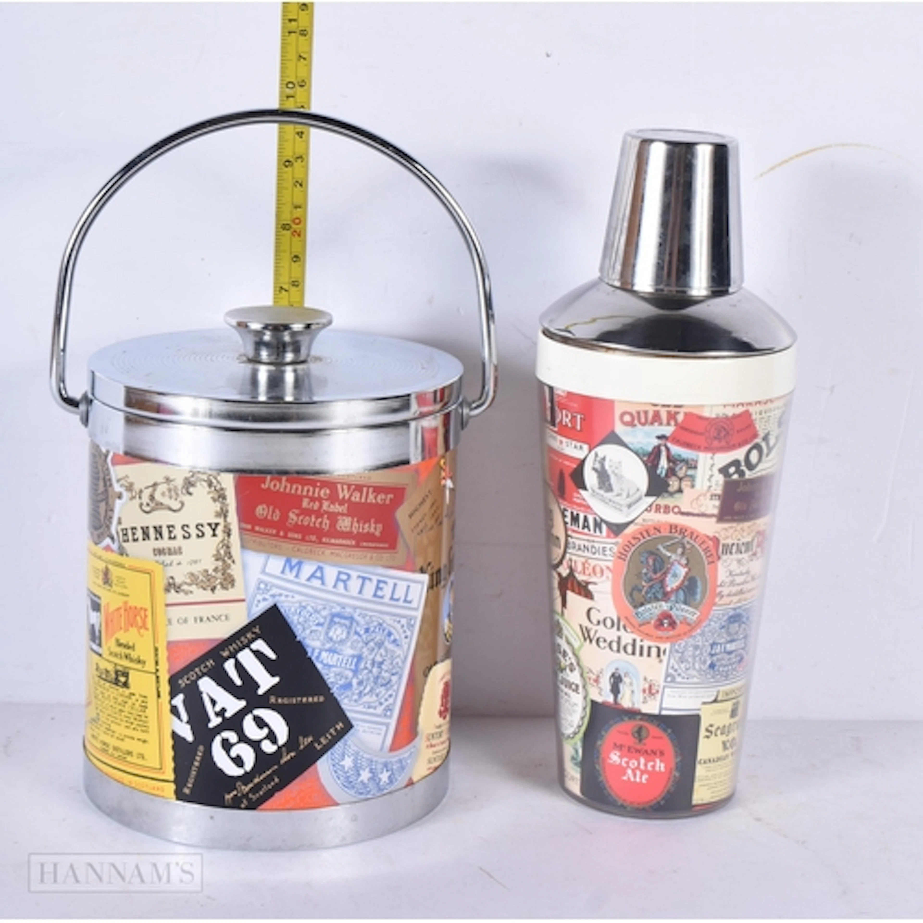 A 1960's Cocktail shaker together with an ice bucket 25cm (2...