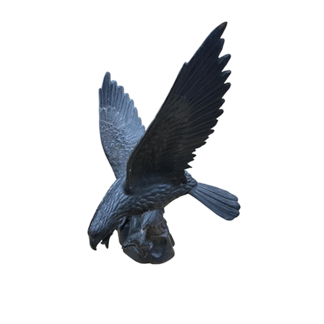 A large Japanese bronze study of an eagle, 65cm high