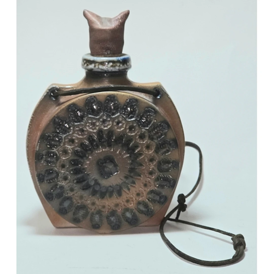 Poole Pottery interest Guy Sydenham Long Island flask 7" hig...