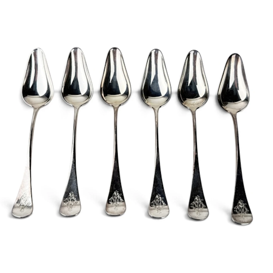 W & S SØRENSEN: A SET OF SIX DANISH SILVER GRAPEFRUIT SP...