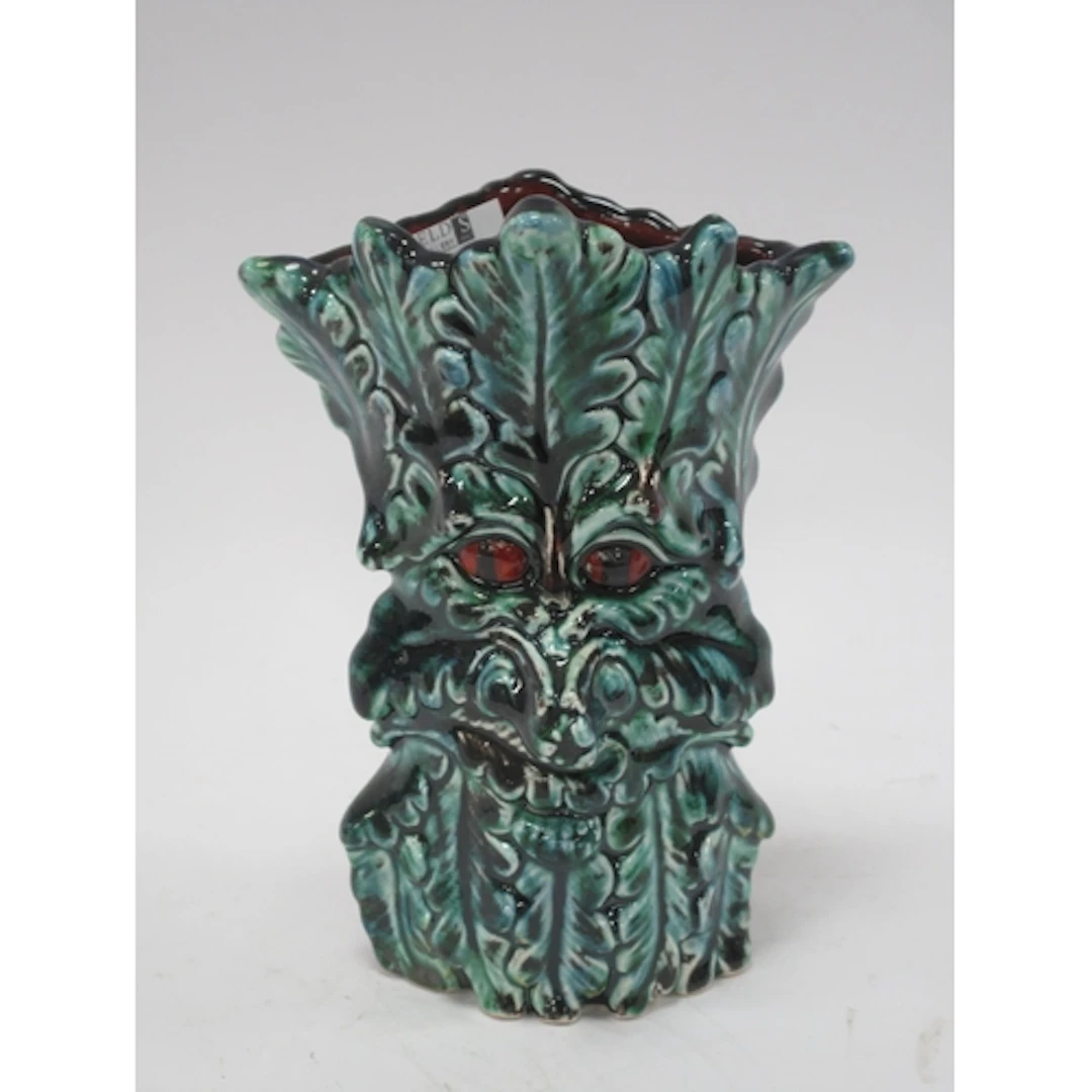 Anita Harris Hand-Painted Pottery "Green Man" Vase, modelled...