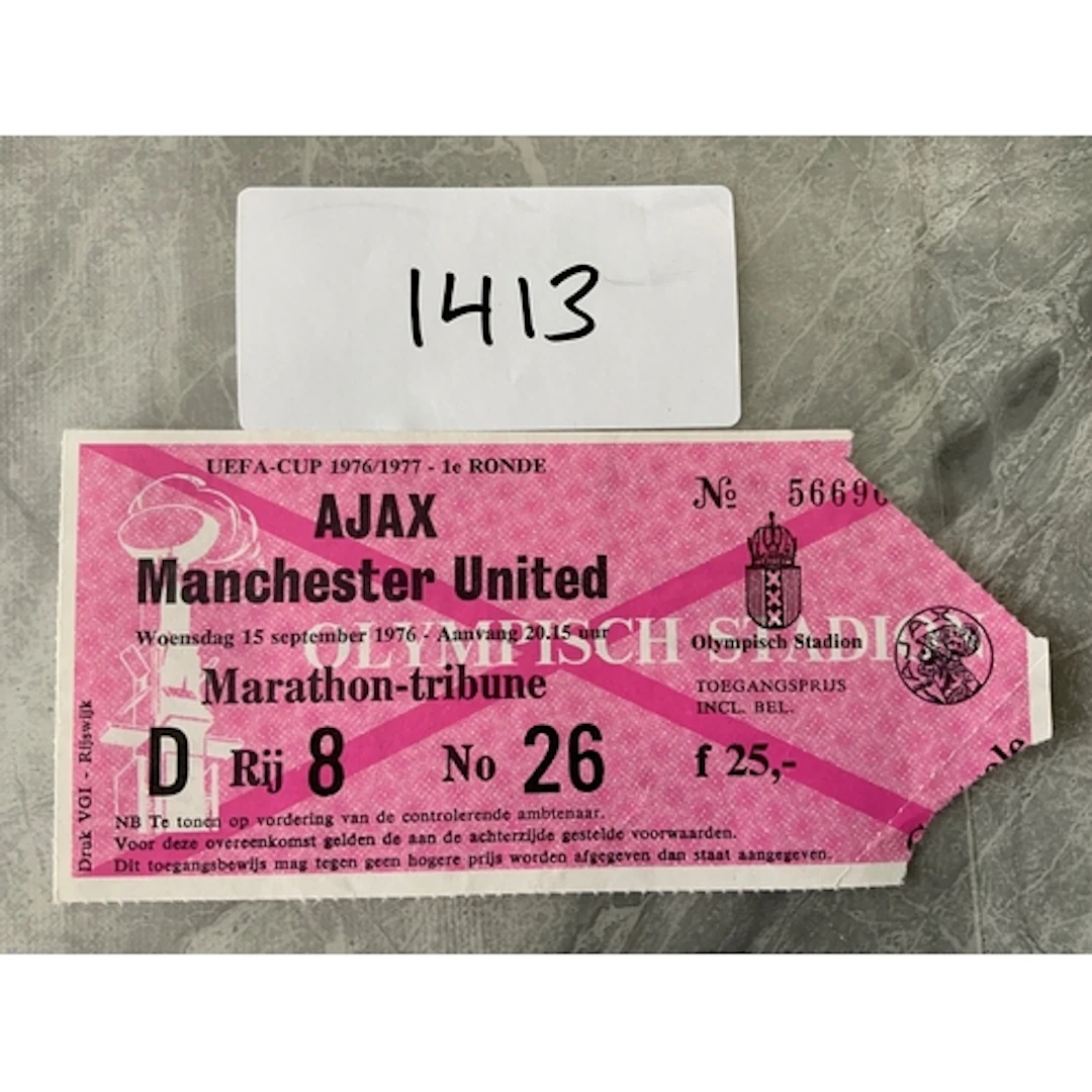 1976 Ajax v Manchester United Football Ticket: UEFA Cup matc...