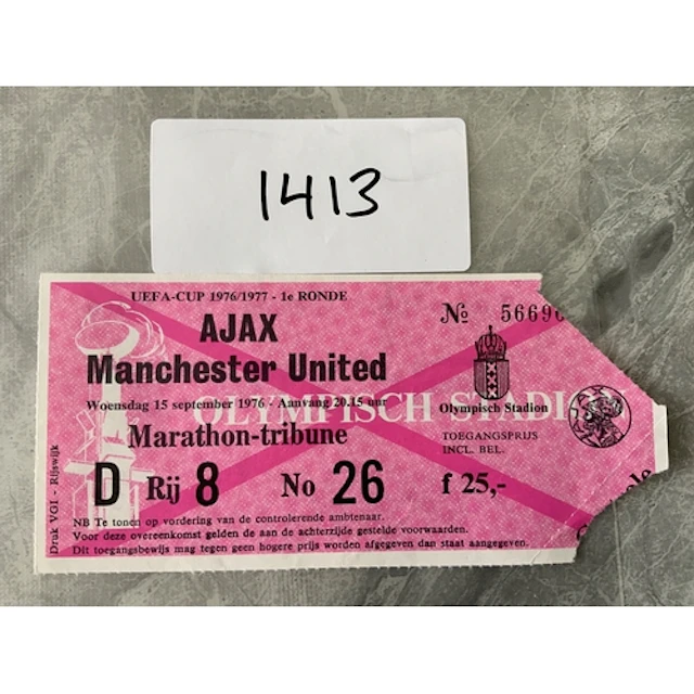 1976 Ajax v Manchester United Football Ticket: UEFA Cup matc...