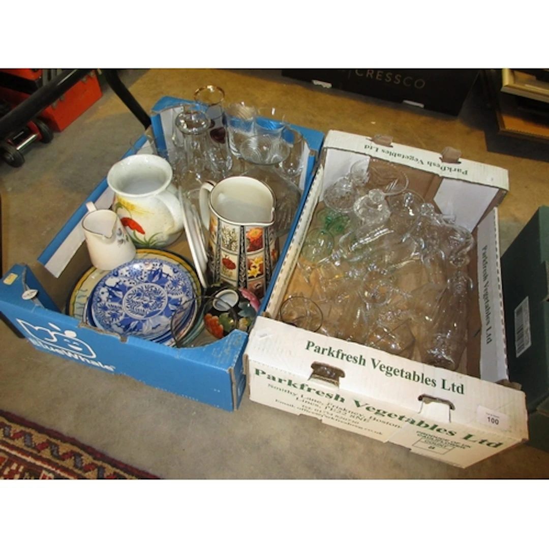 Two Boxes of Ceramics and Glass