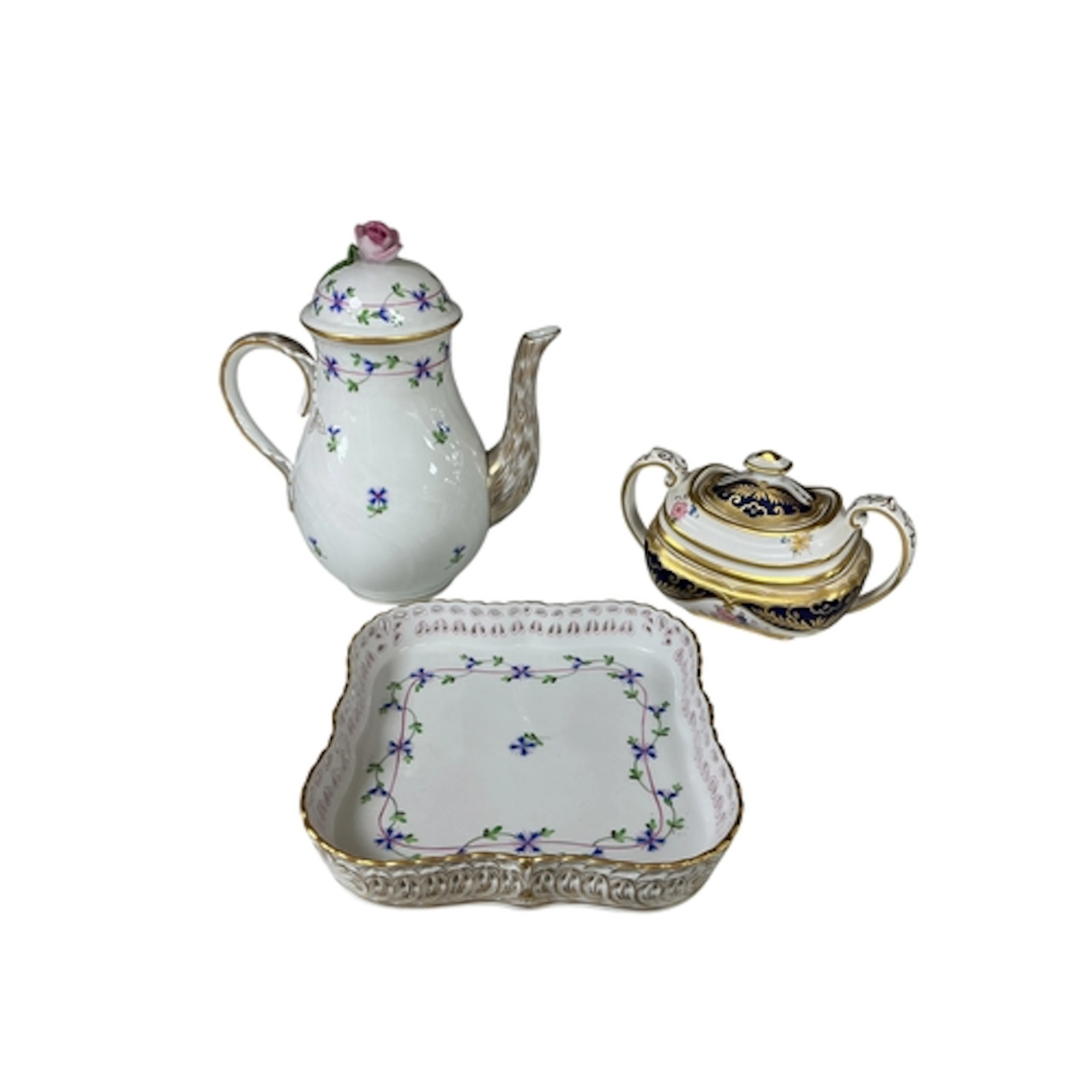 A Herend porcelain coffee pot, 22cm high, together with a si...