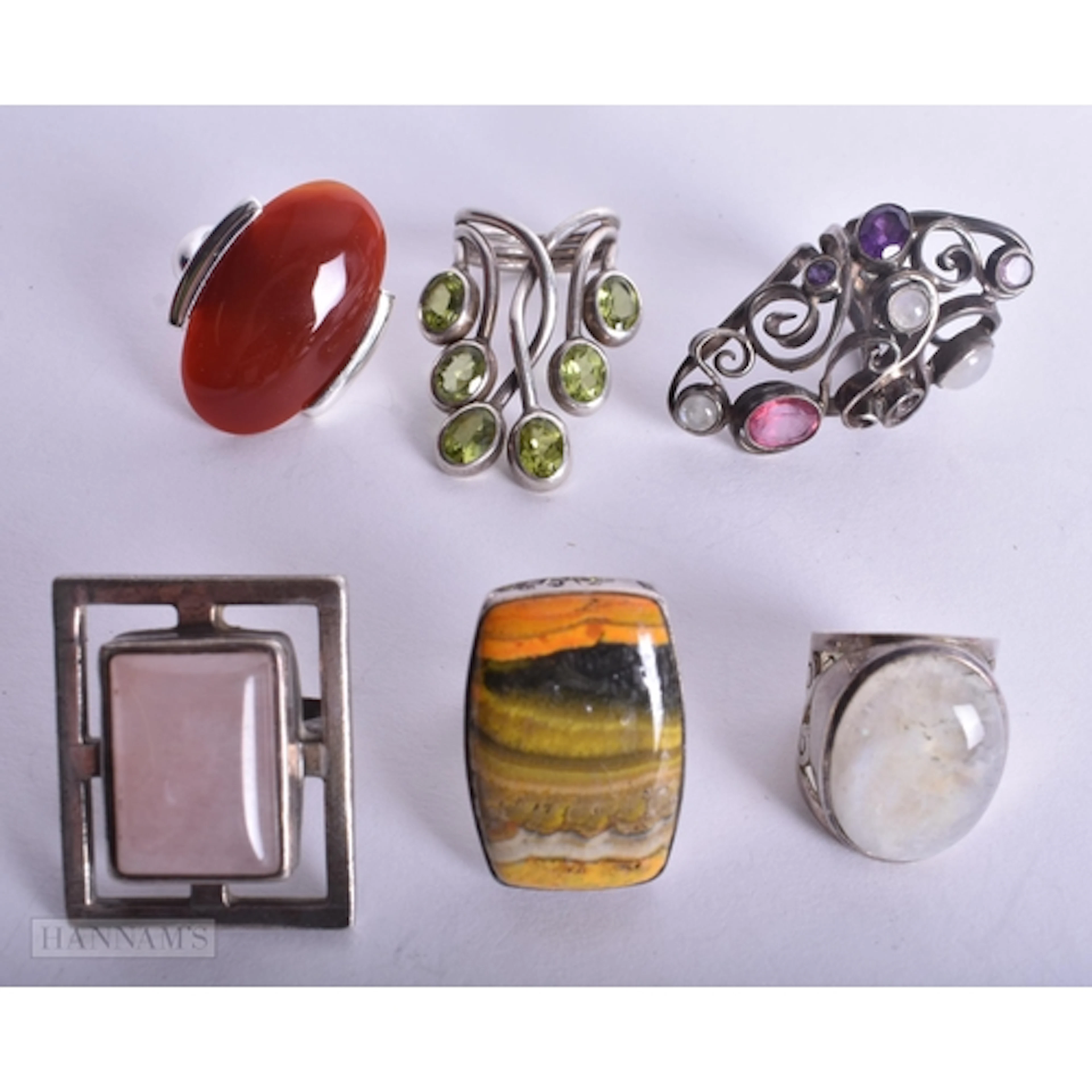Collection of Sterling Silver Gemstone Rings inc. Bumblebee ...