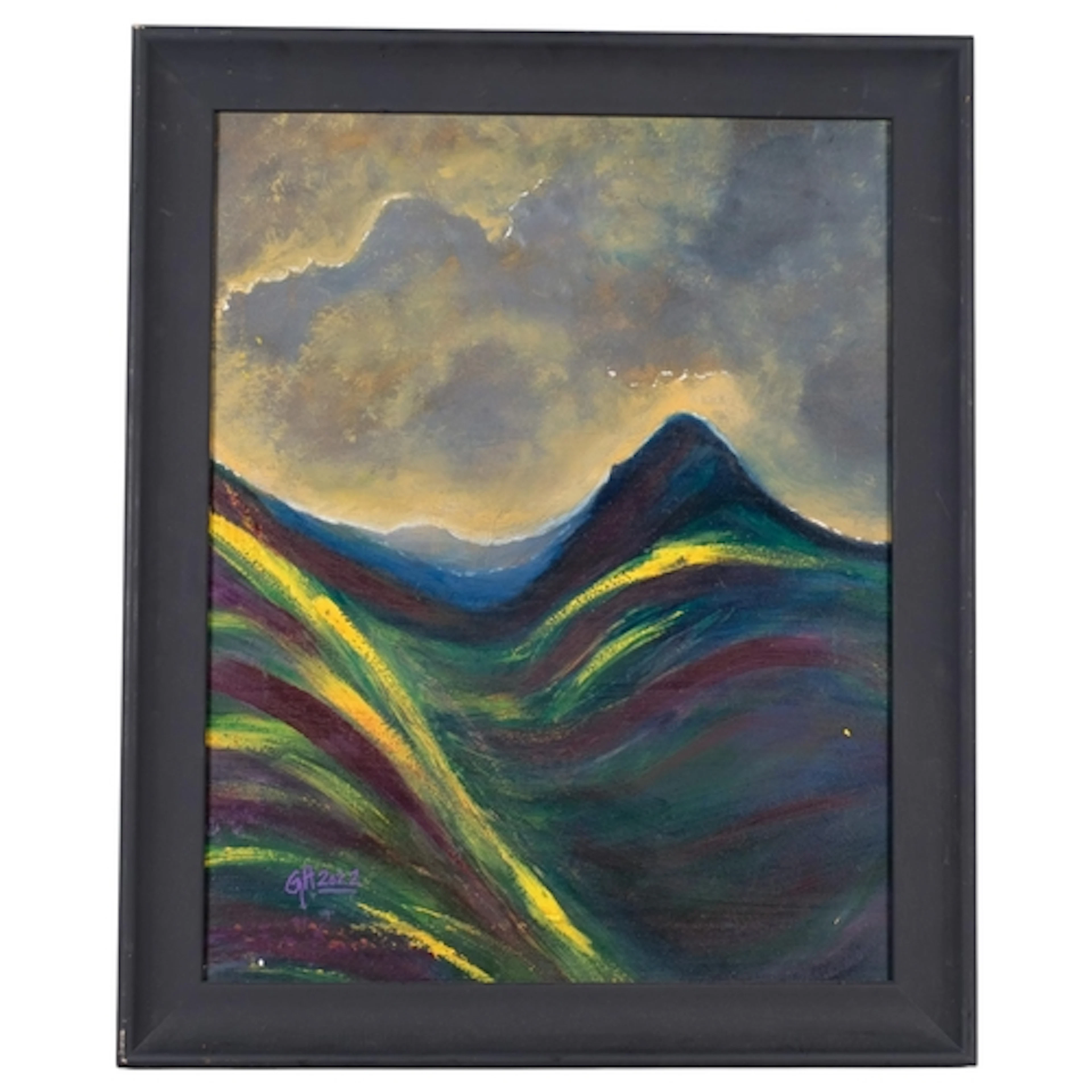 Contemporary abstract landscape, oil on board, signed with m...