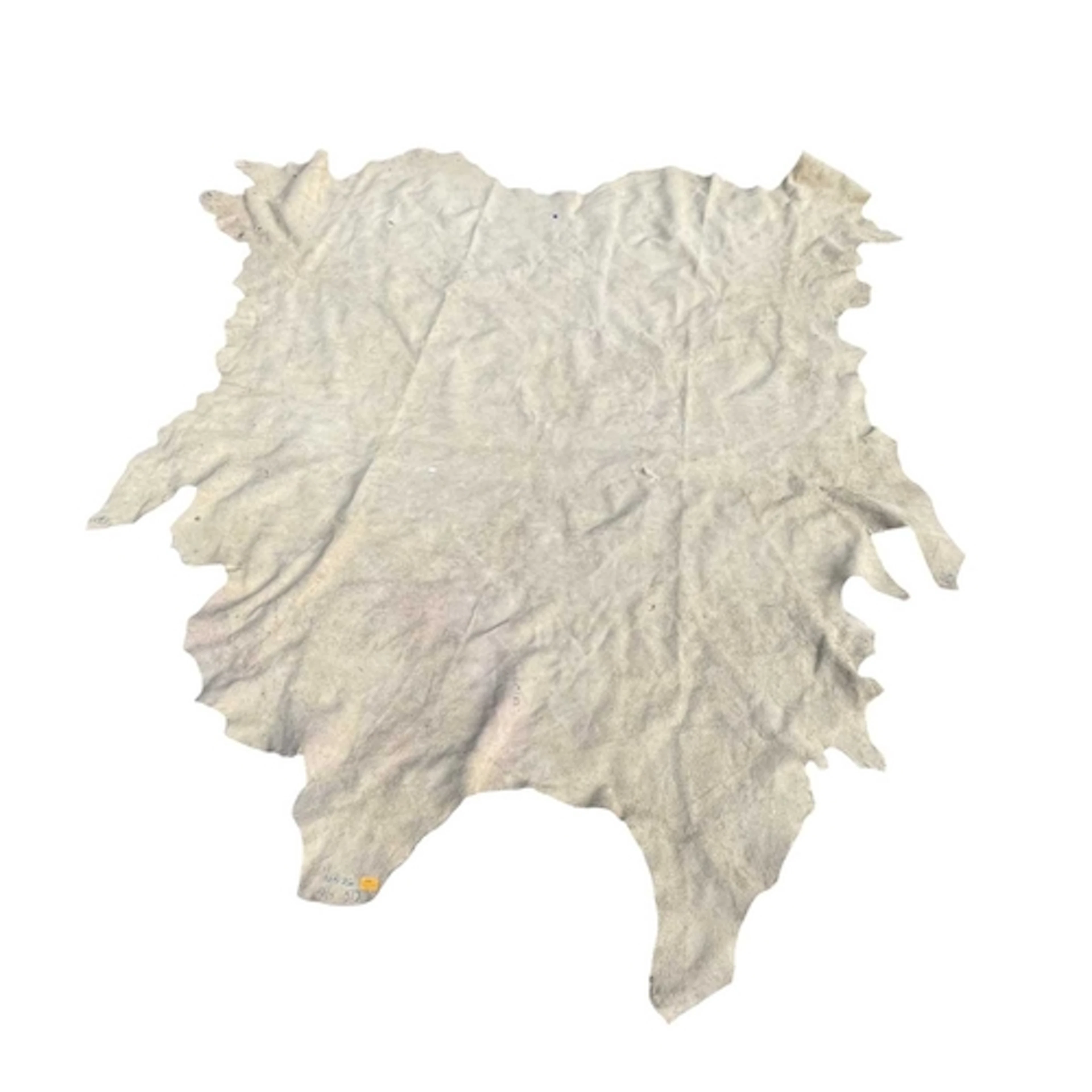 A large contemporary white leather cowhide rug of shapely fo...