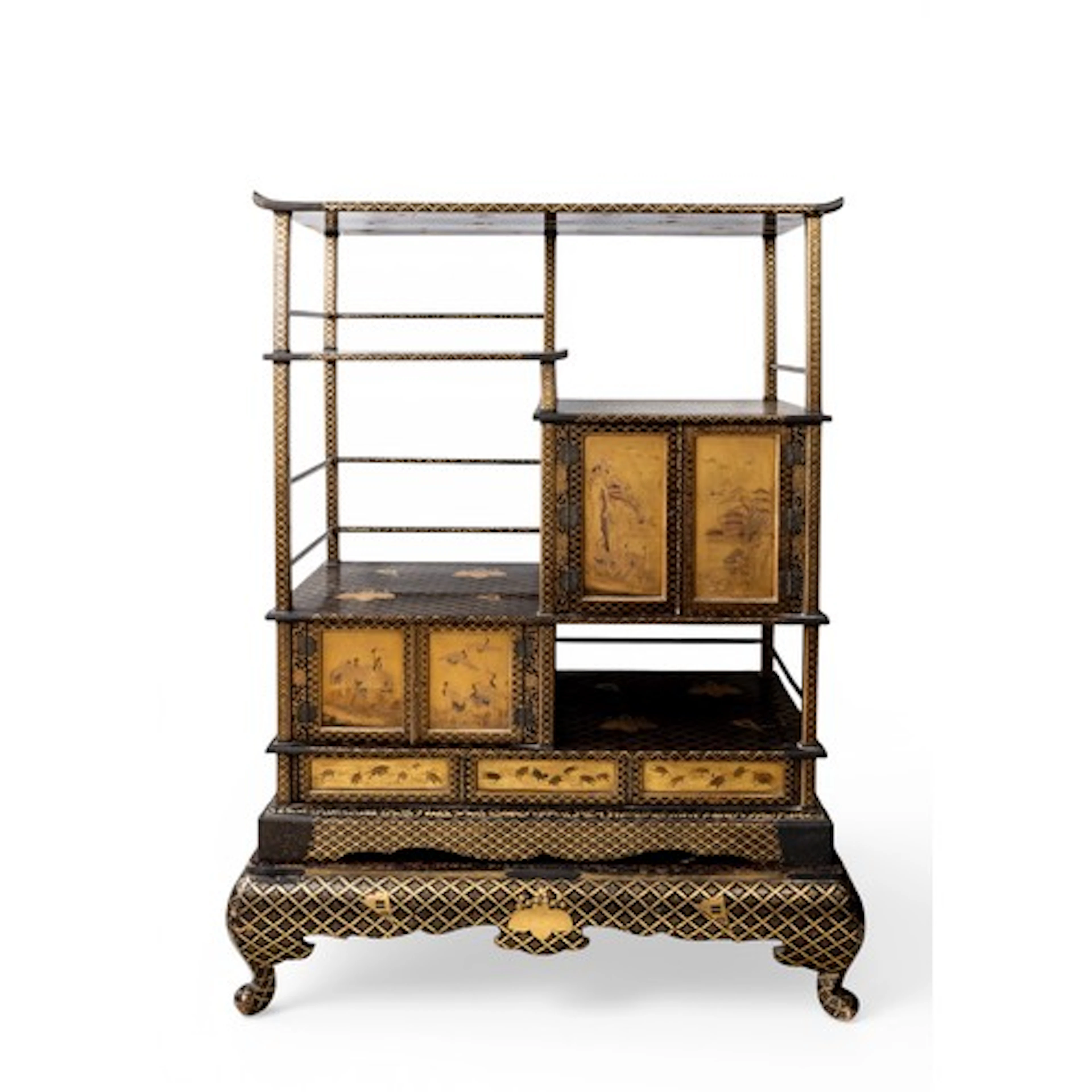 A FINE JAPANESE GOLD-LACQUER CABINET ON STAND MEIJI PERIOD (...