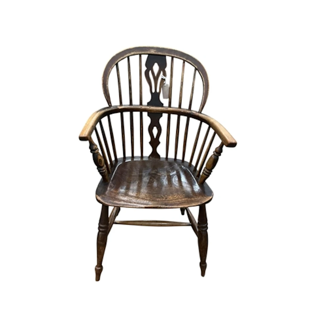 A Victorian ash and elm Windsor elbow chair, width 58cm, dep...