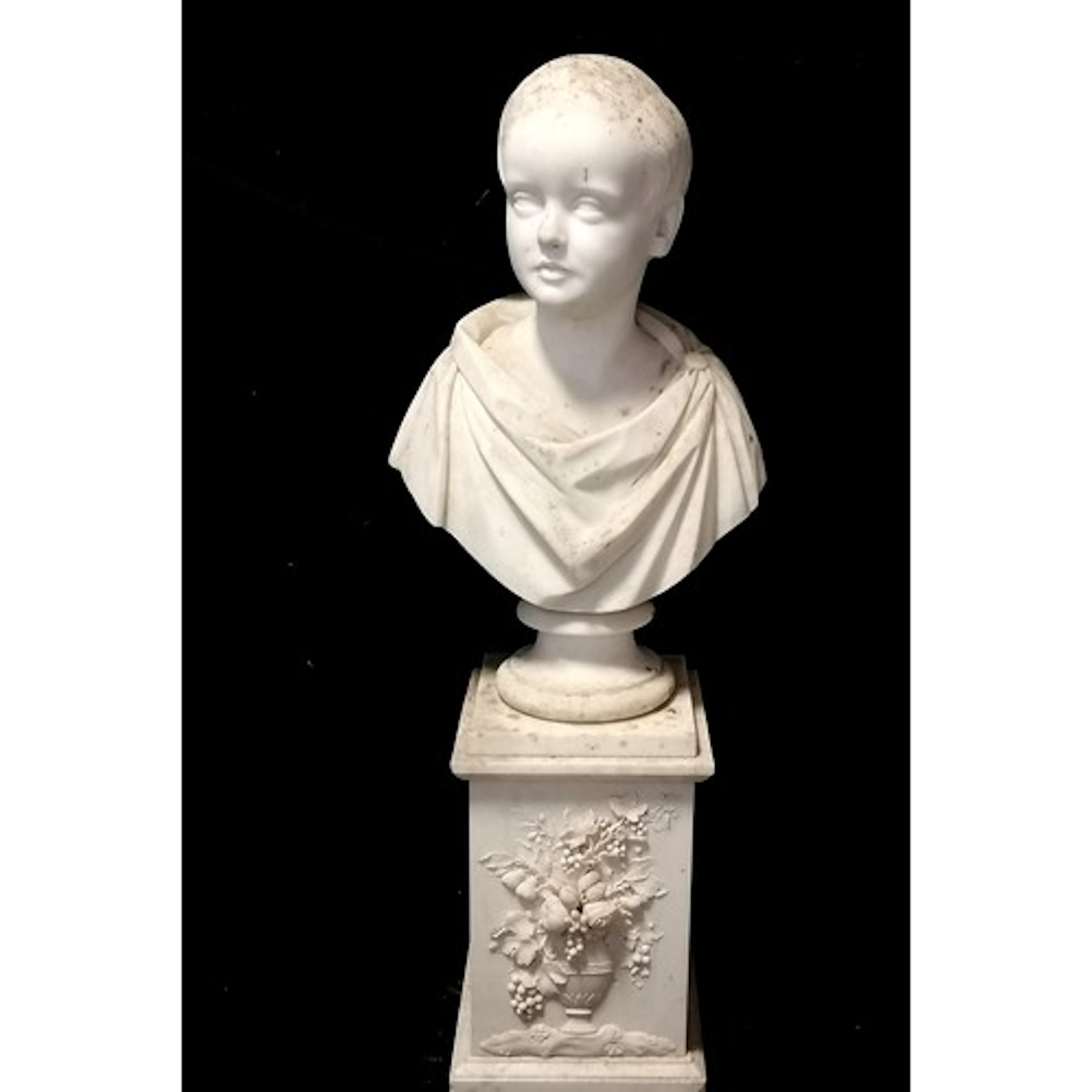 Antique impressive classical marble bust of a boy 56cm high ...