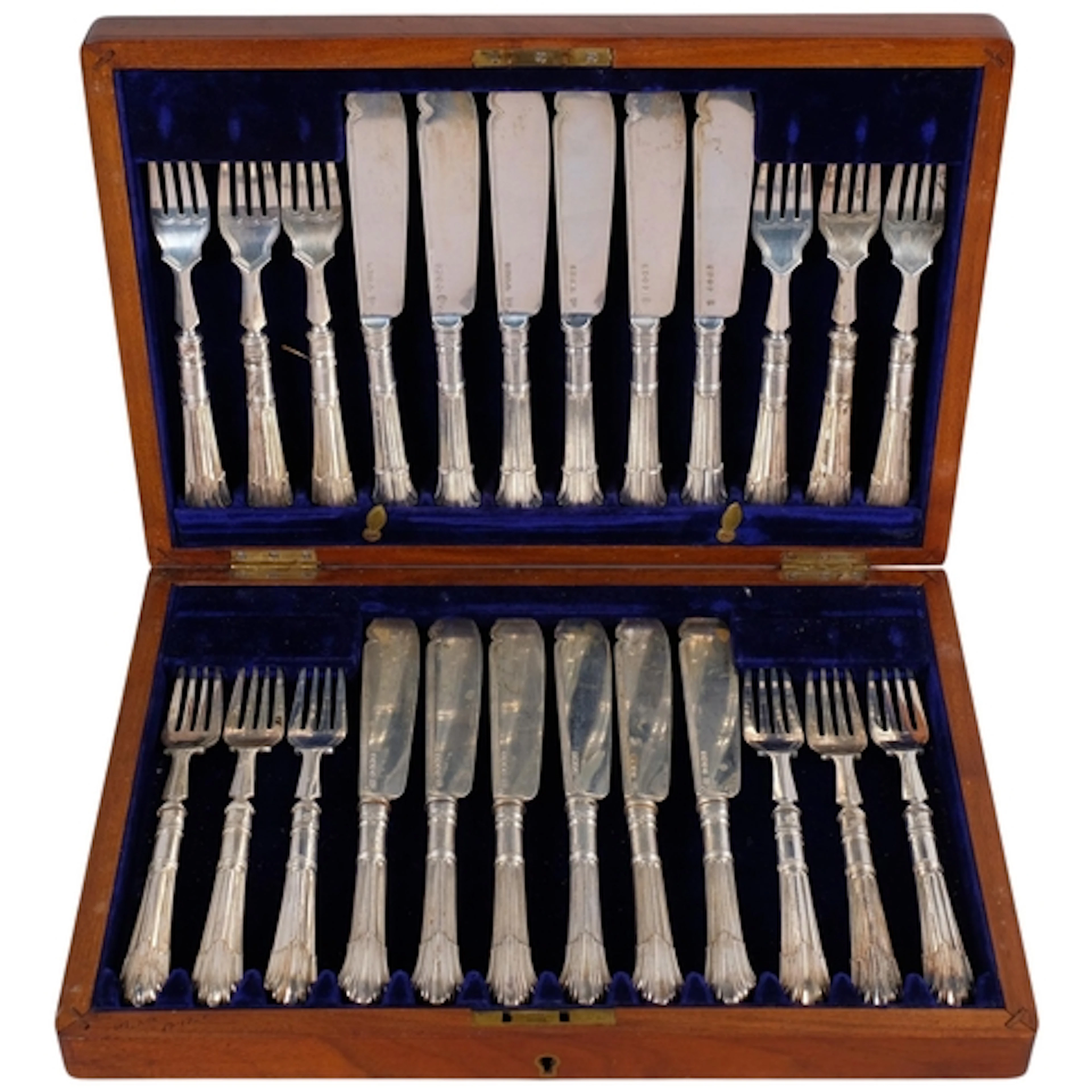 A matched set of Victorian and later silver Albany pattern f...