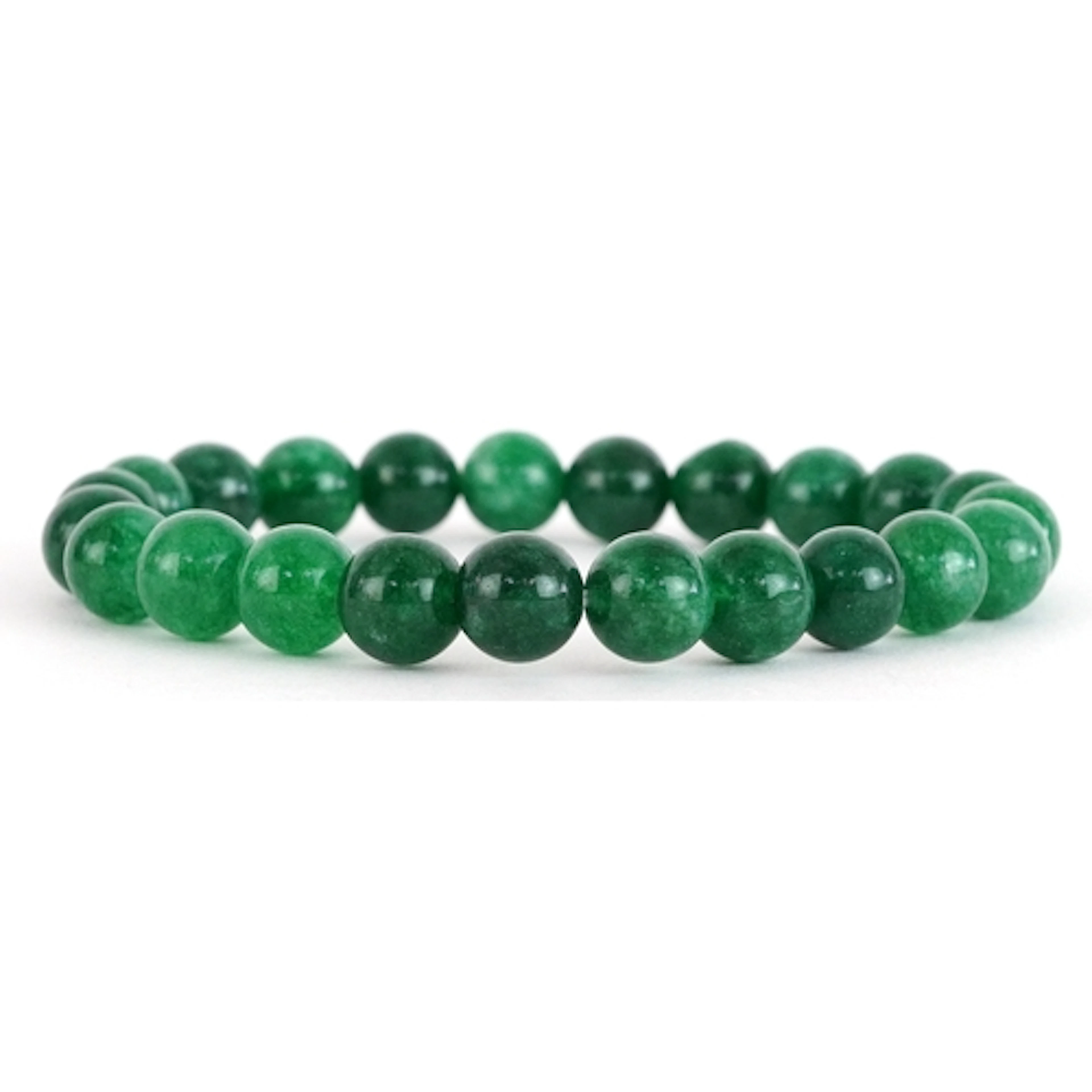 Chinese green stone bead bracelet, tests as jade, each bead ...