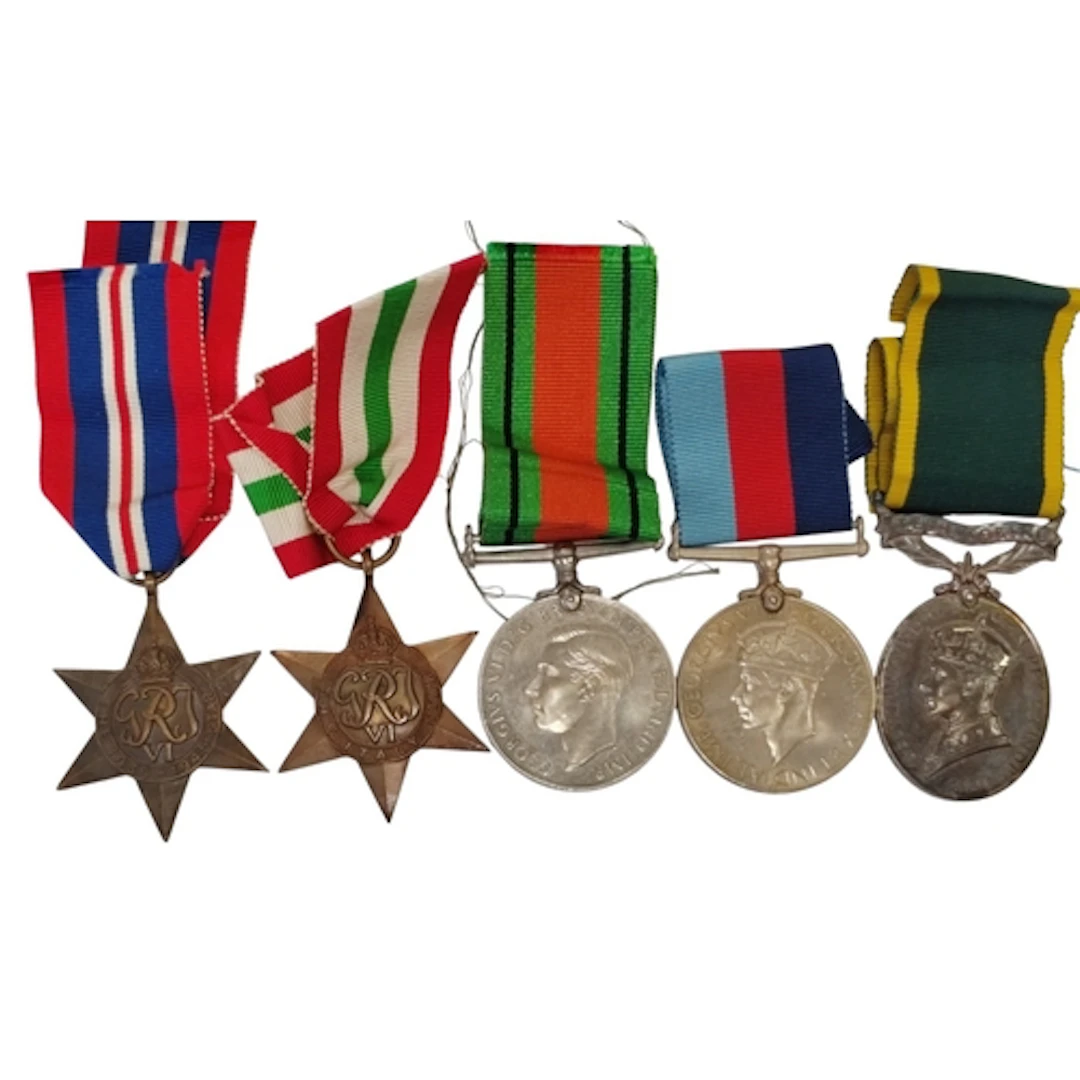 WWII 1939-45, Italy Stars, Defence Medal, War Medal attribut...
