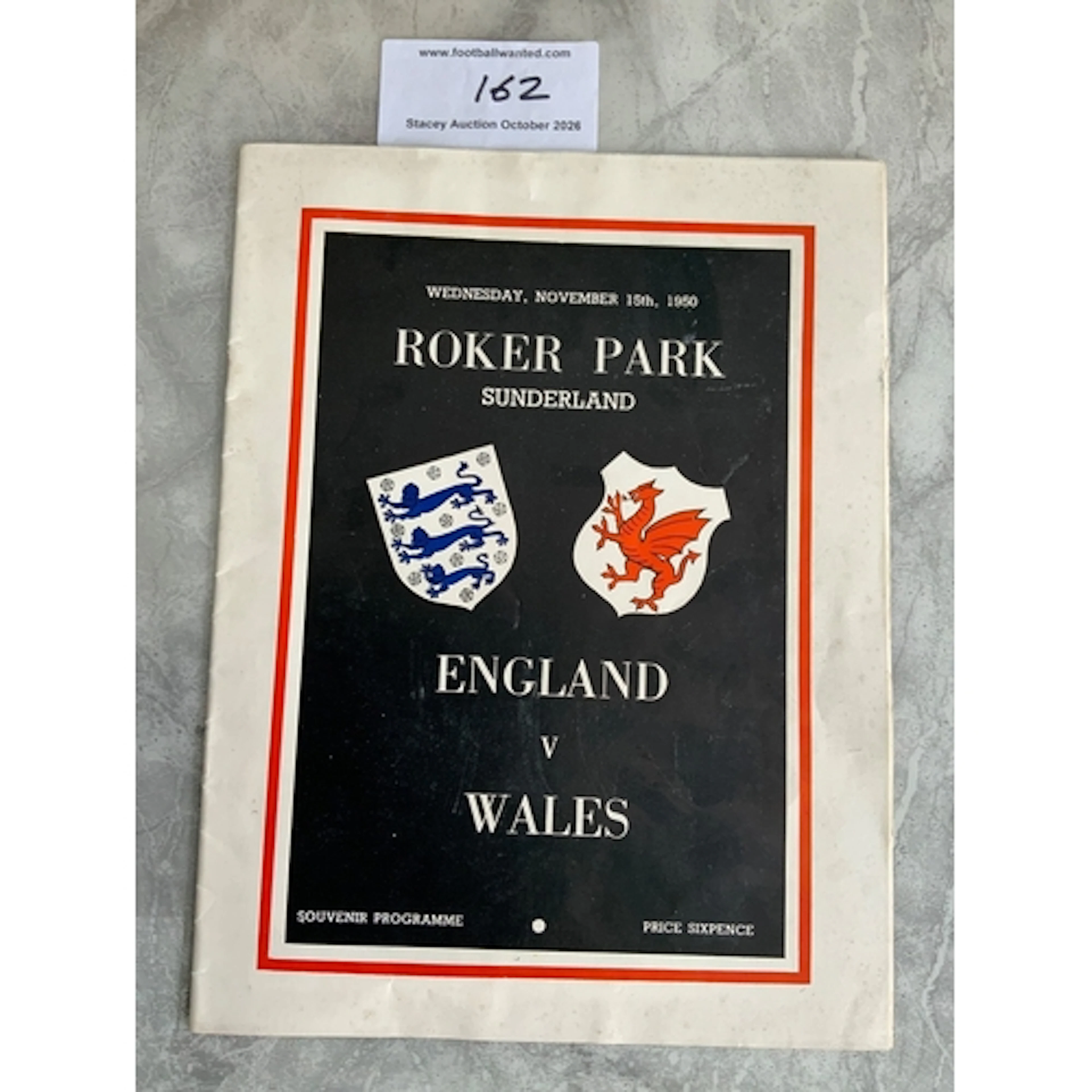 1950 England v Wales At Sunderland Football Programme: Very ...