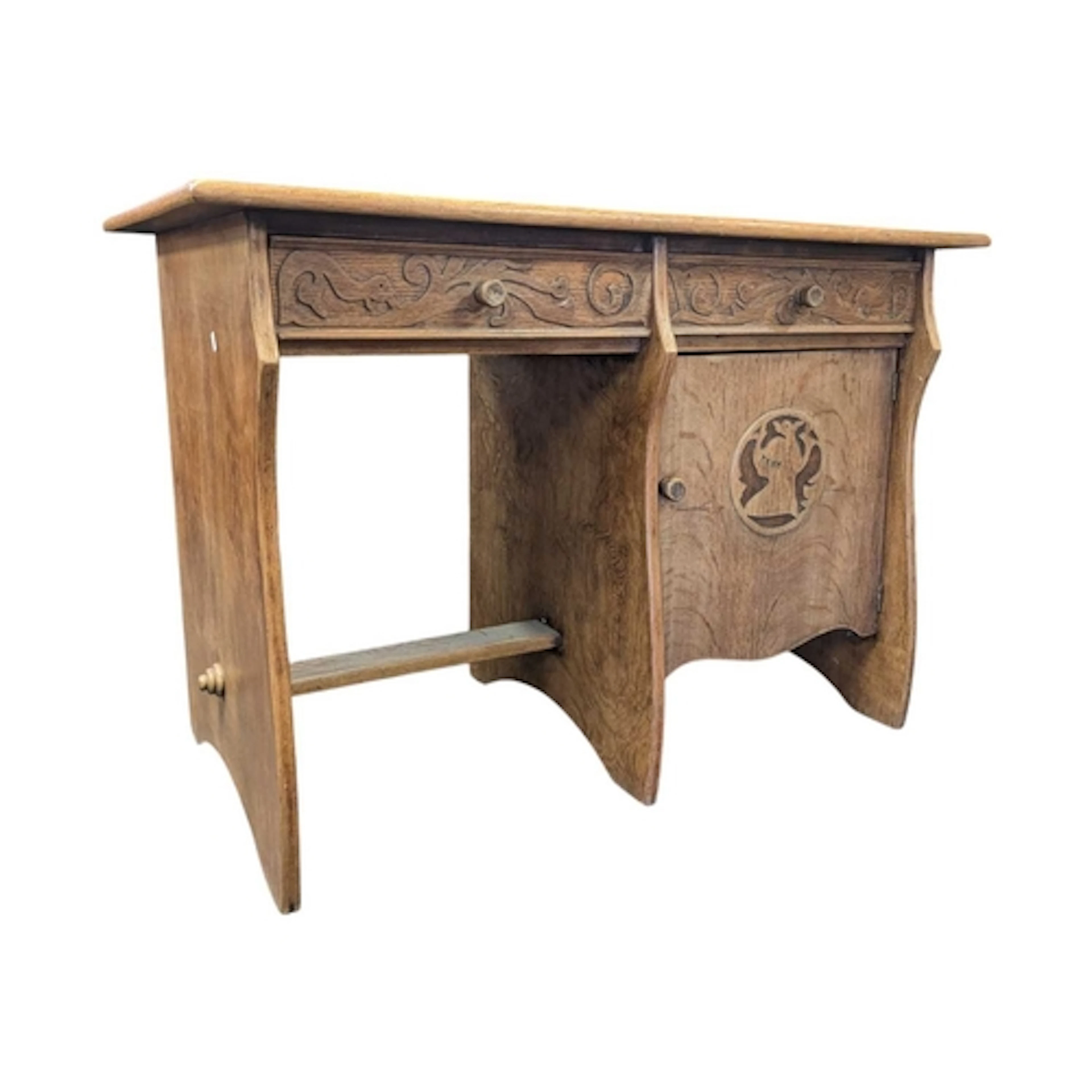 A vintage mid century dutch carved writing table / desk. Rec...